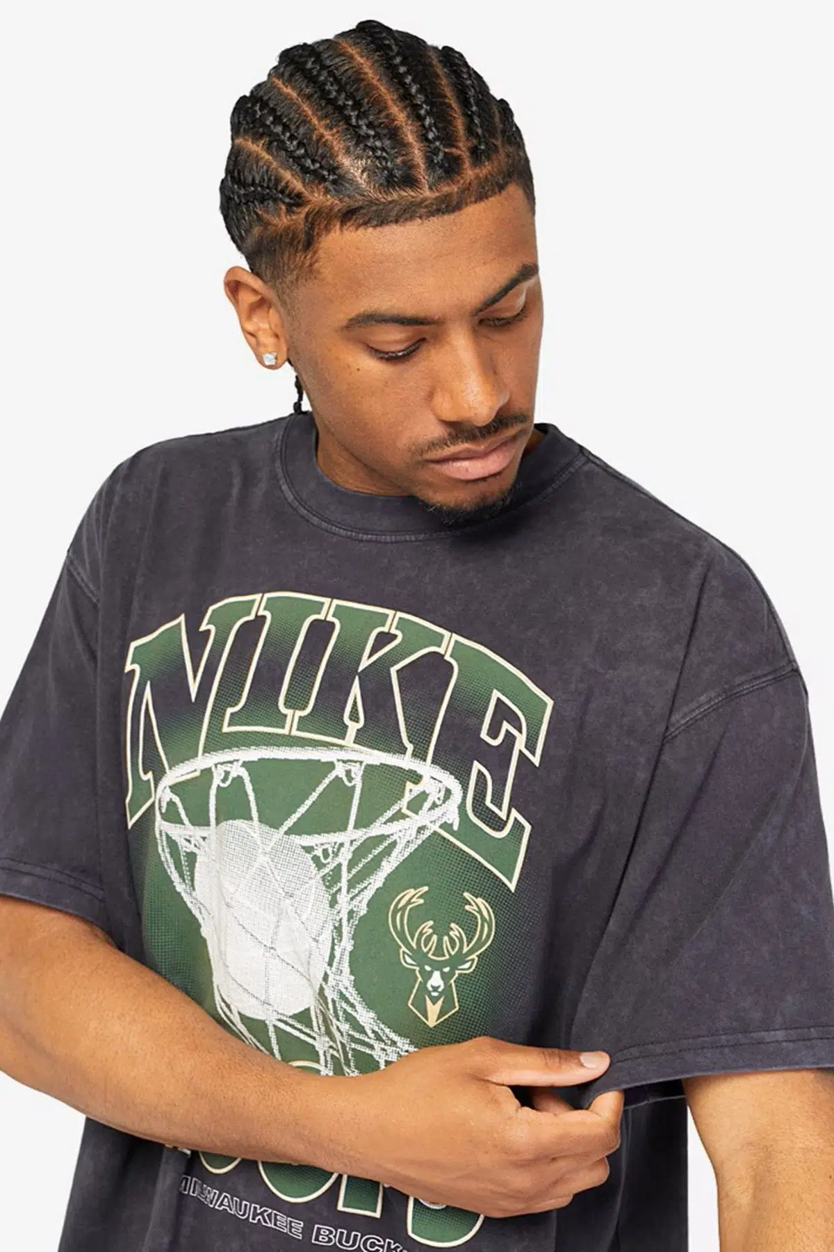 Nike Jordan NBA Milwaukee Bucks Max90 Erkek Günlük Pamuklu Tişört Siyah