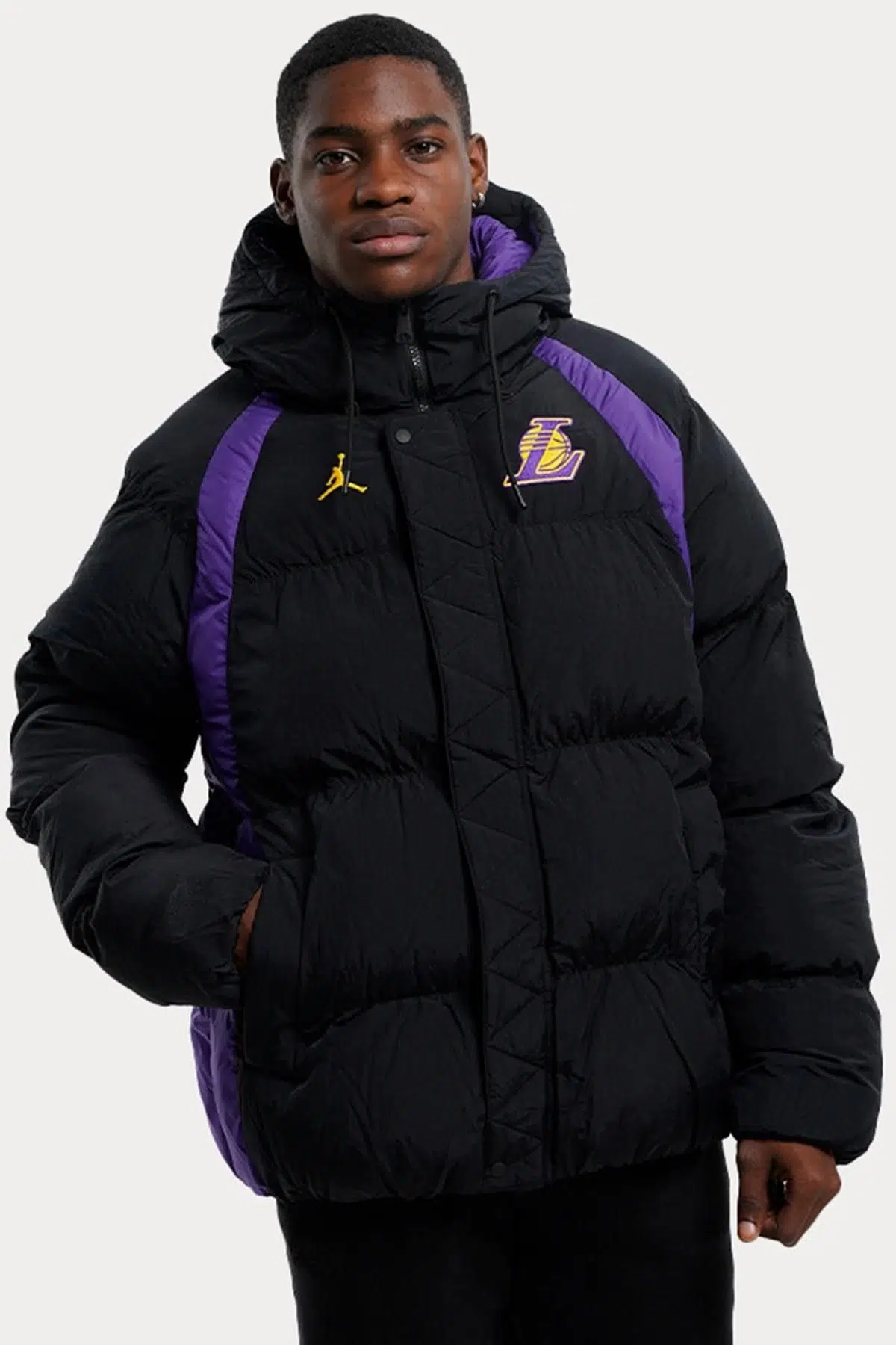 Nike Jordan NBA Los Angeles Lakers Synthetic Fill Loose Fit Jacket Sentetik Dolgu Geniş Kalıp Mont Siyah Mor