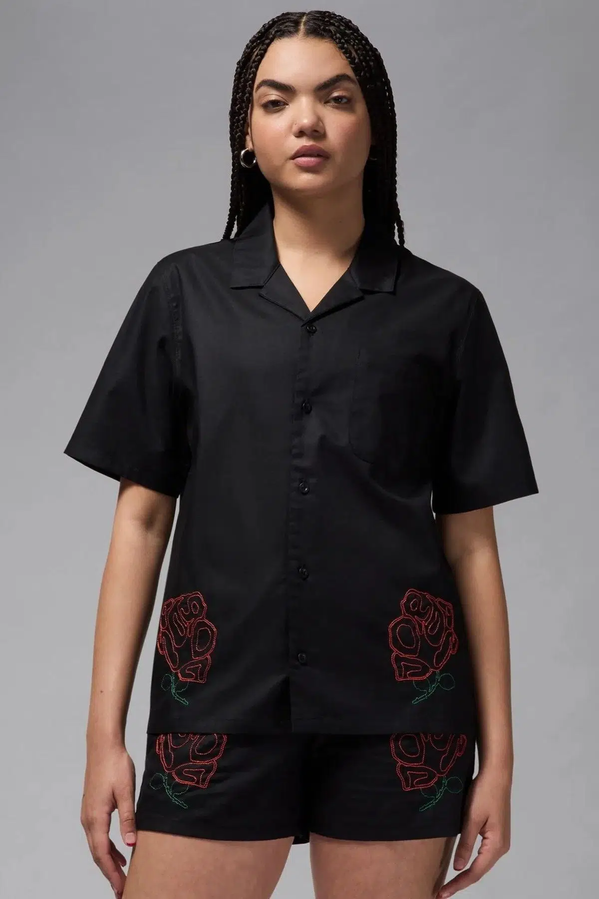 Nike Jordan Oversize Short Sleeve Top Black Oversize Kadın Gömlek Siyah