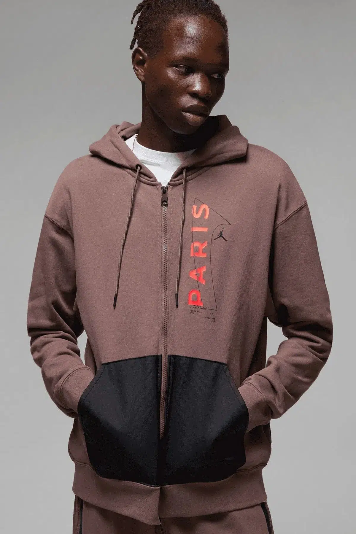 Nike Jordan Paris Saint-Germain Fleece Mens Hoodie Erkek Kapüşonlu Sweatshirt Kahverengi