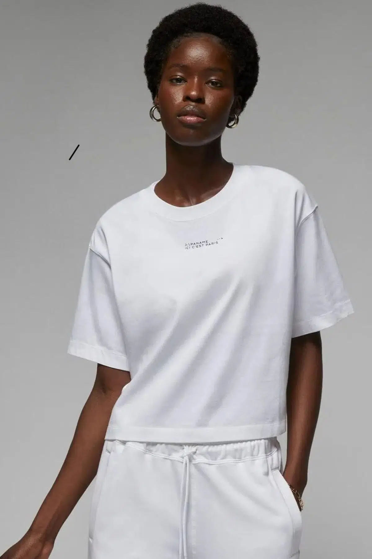 Nike Jordan Paris Saint-Germain Graphic White Loose Fit Short-Sleeve Tshirt Kadın Grafik BaskılıTişört Beyaz