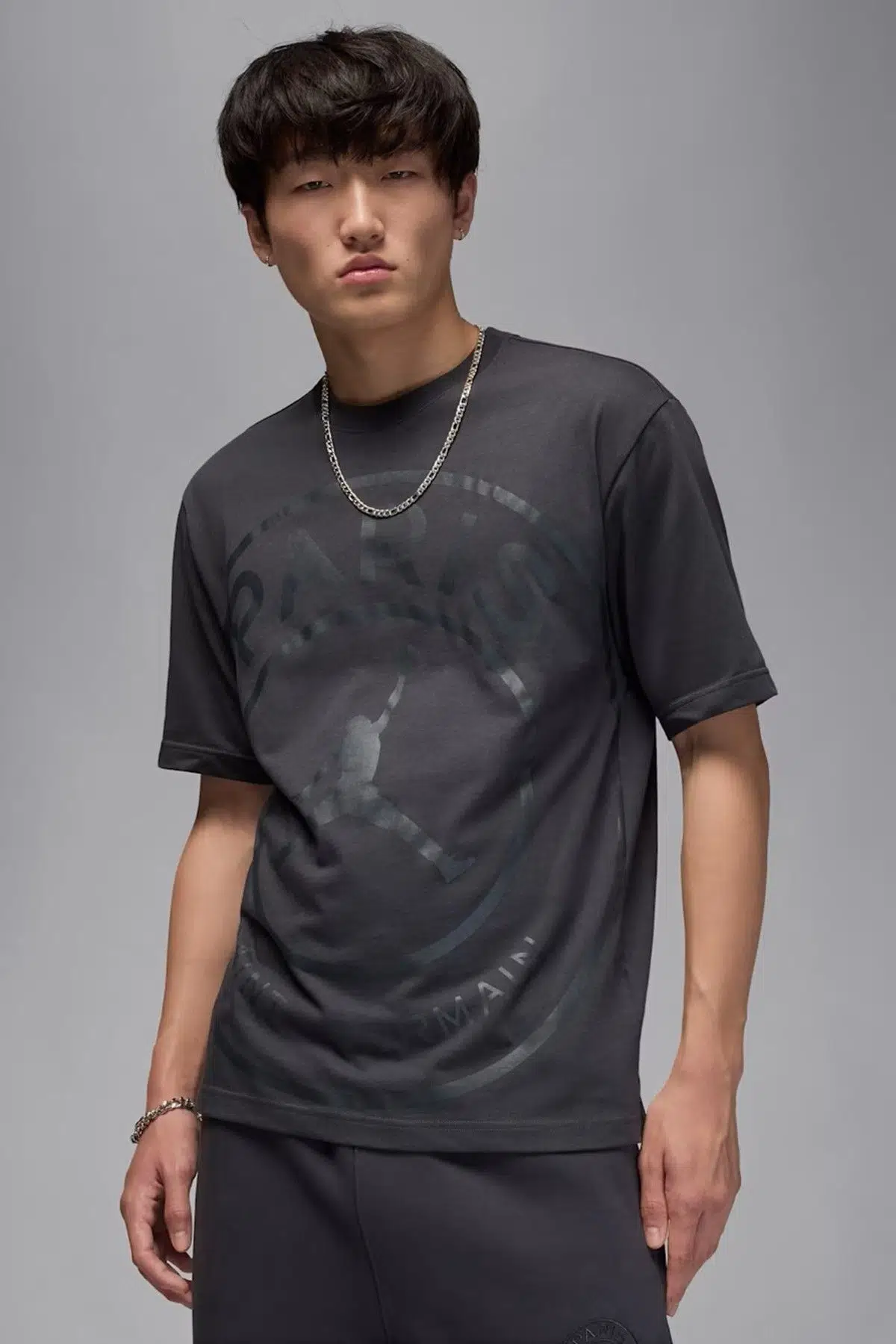 Nike Jordan Paris Saint-Germain Logo Mens Tee Grafik Baskılı Erkek Tişört Antrasit
