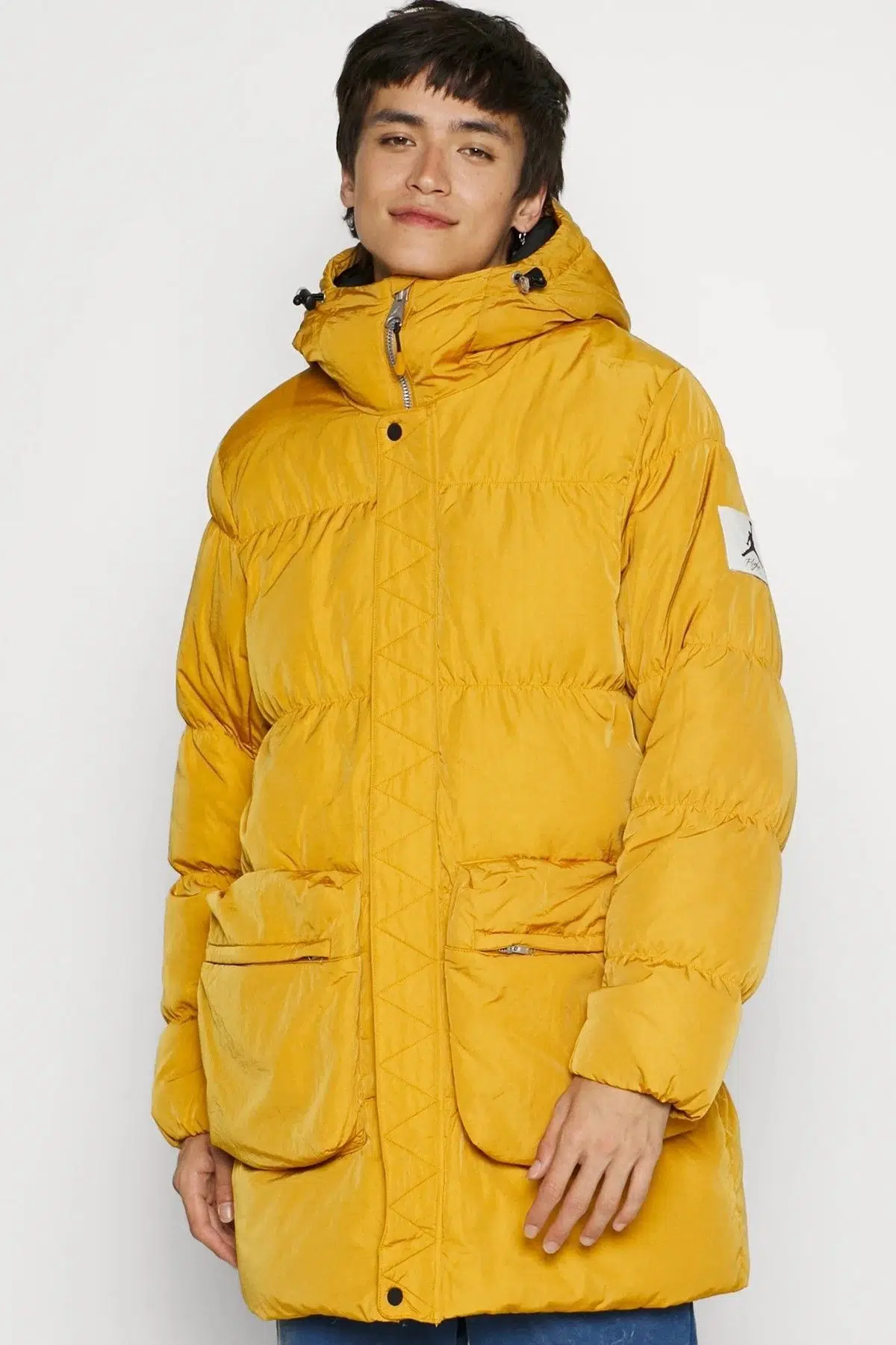 Nike Jordan Statement Chutney Down Fill Repel Puffer Erkek Kapüşonlu Kaz Tüyü Suitici Parka Hardal