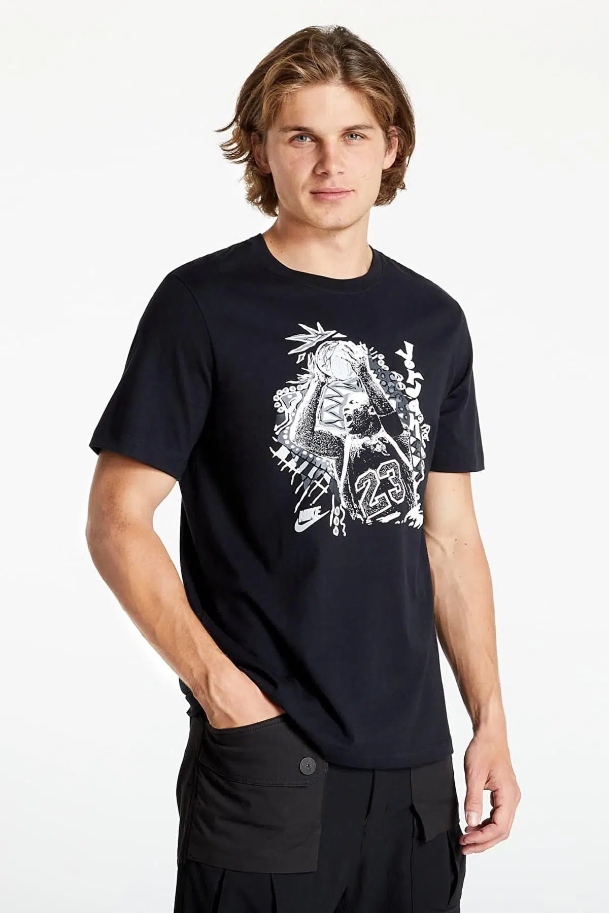 Nike Jordan Vintage Graphic Short Sleeve Black Tee Jordan 23 Nostaljik Grafikli Erkek Tişört Siyah