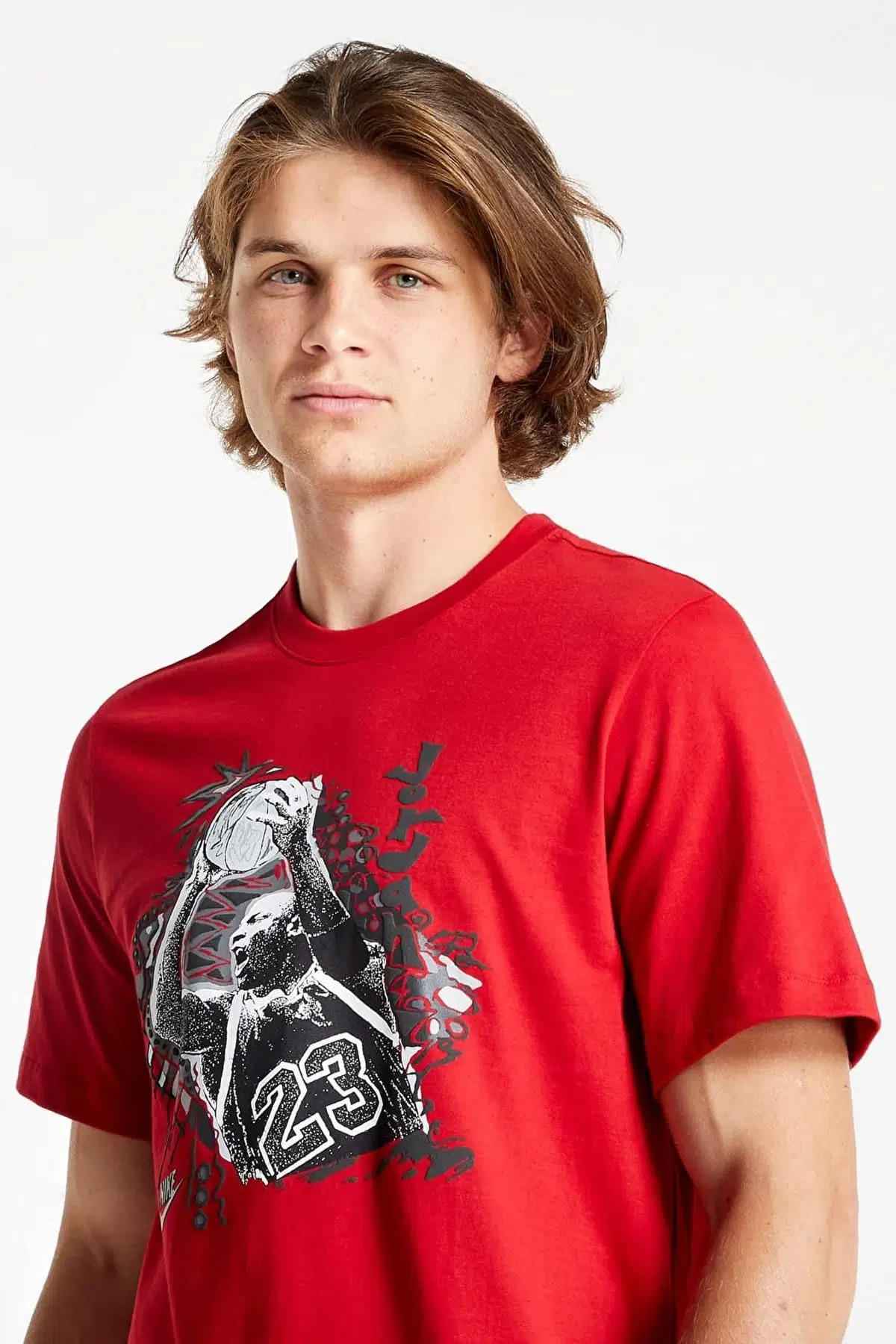 Nike Jordan Vintage Graphic Short Sleeve Red Tee Jordan 23 Nostaljik Grafikli Erkek Tişört Kırmızı