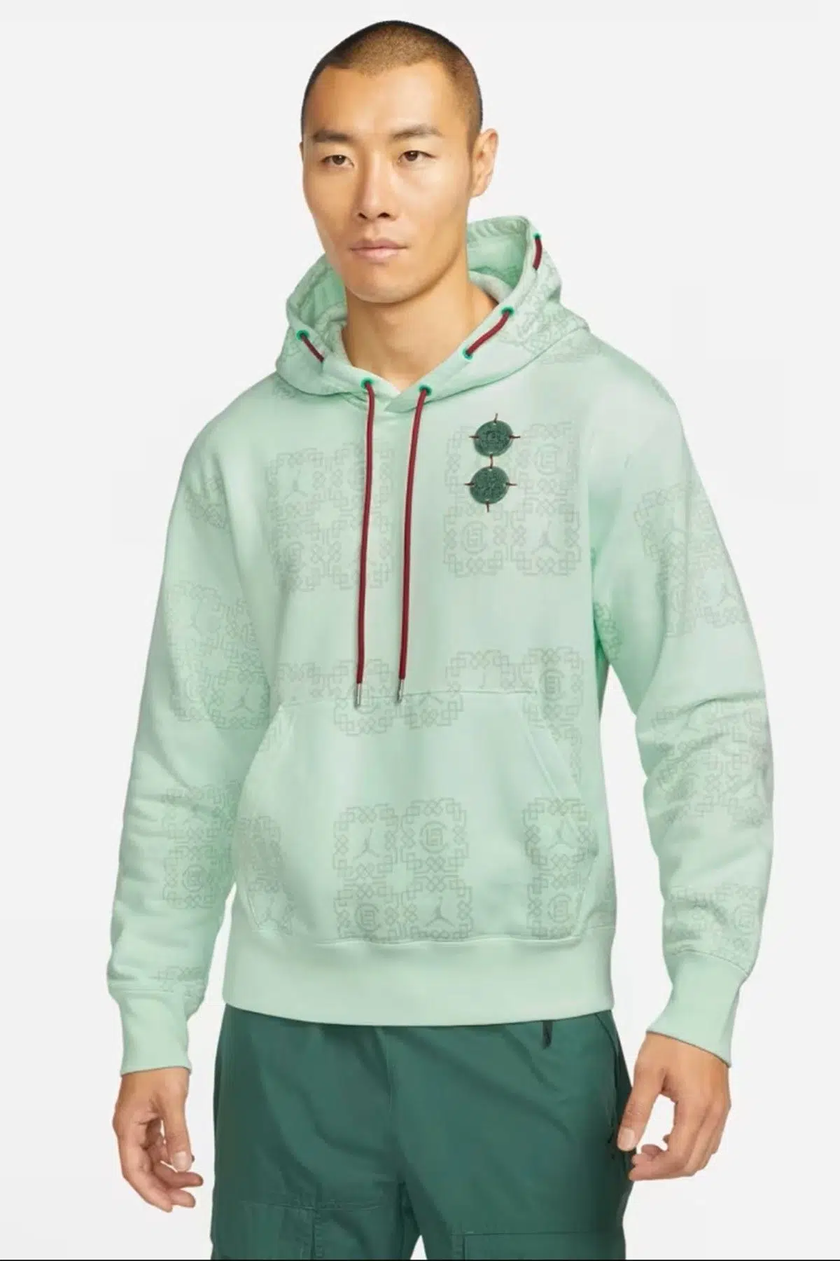 Nike Jordan X-Clot Mens Fleece Grafik Baskılı Kapüşonlu Erkek Sweatshirt Yeşil