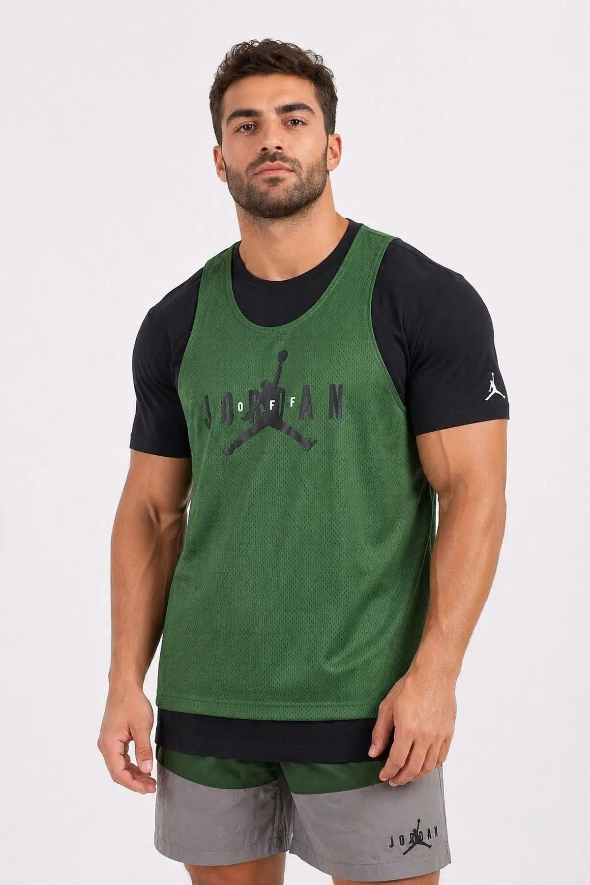Nike Jordan X Off White Mens T-Shirt Atlet Detaylı Erkek Pamuklu Tişört Yeşil Siyah