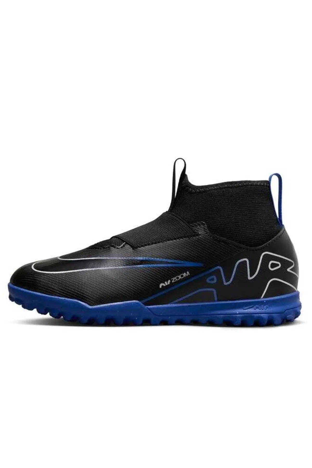 Nike Jr. Mercurial Superfly 9 Academy TF Soccer Shoes Lastik Bağcıklı Çoraplı Bilekli Çocuk Halı Saha Ayakkabısı Siyah