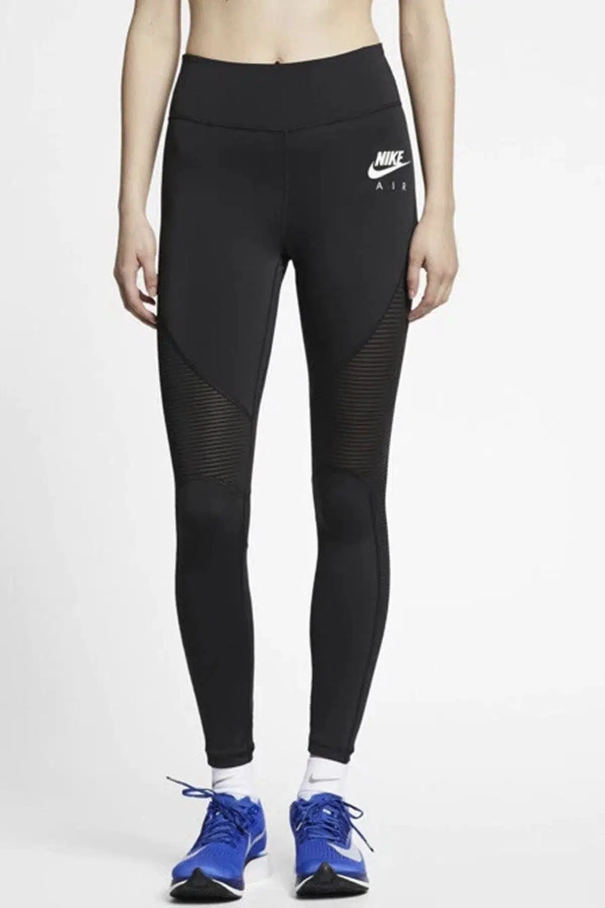 Nike Air One Performance 7/8 Sheer Rib Panels Black Leggins Womens Tigt 7/8 Kadın Koşu Taytı Siyah