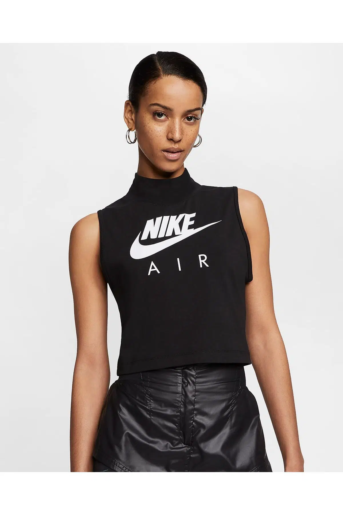 Nike Kadın Siyah Air Mock Tank Balıkçı Yaka Atlet 