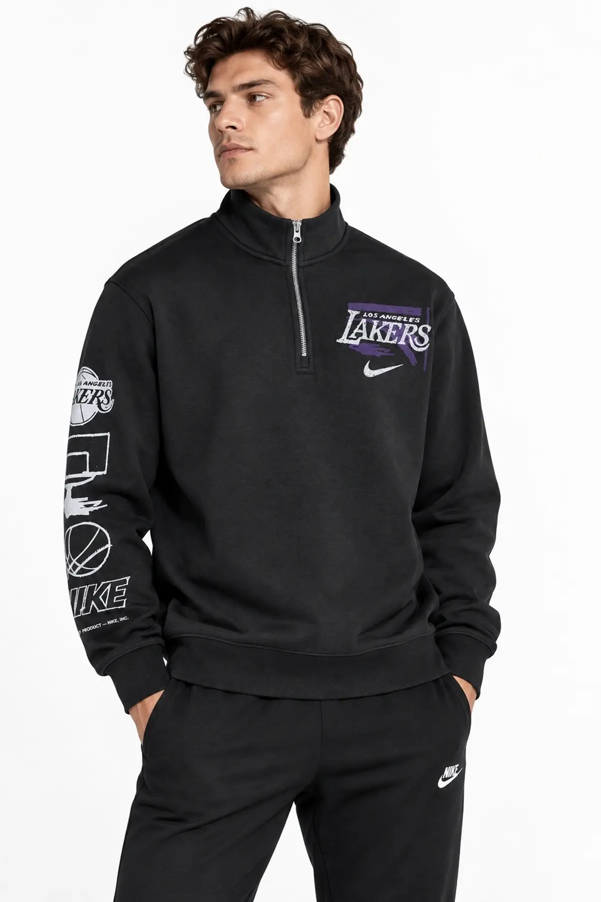 DD6799-010 Nike Terma Fit Element 1/2 Zip Running Yarım Fermuarlı Yan Cepli Kadın Koşu Sweatshirt Siyah
