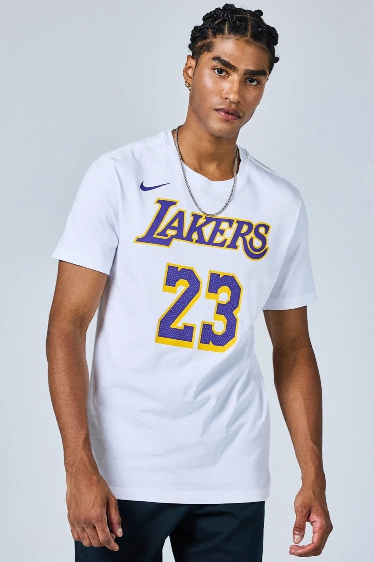 Nike Los Angeles Lakers Mens Tee White Grafik Baskılı Erkek Tişört Beyaz