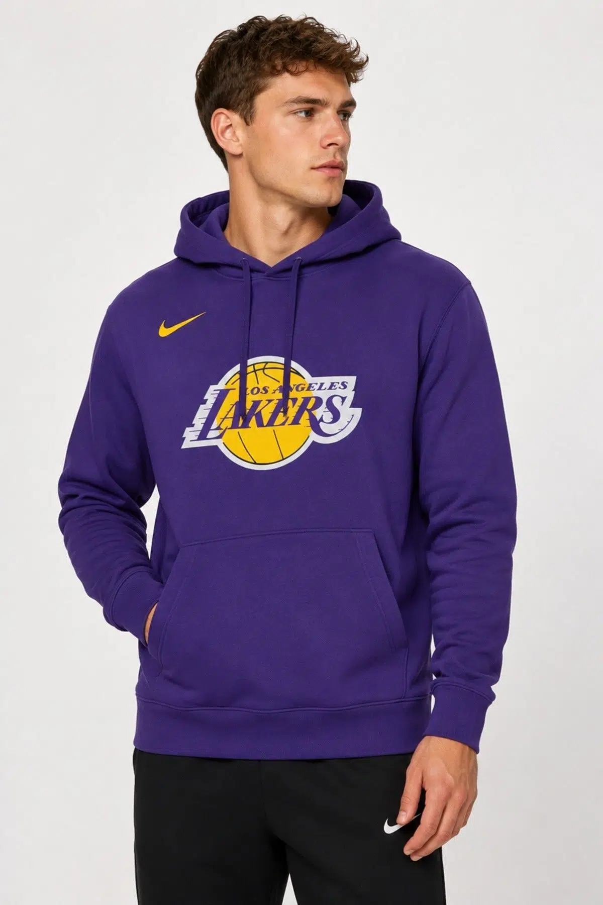 Nike Los Angeles Lakers NBA Mens Hoody Kapüşonlu Pamuklu Erkek Sweatshirt Mor 