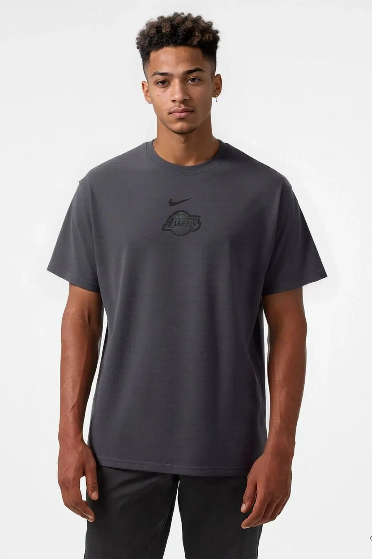 Nike Los Angeles Lakers Premium Essentials Loose Fit Mens Tee Bol Kesim Erkek Tişört Antrasit