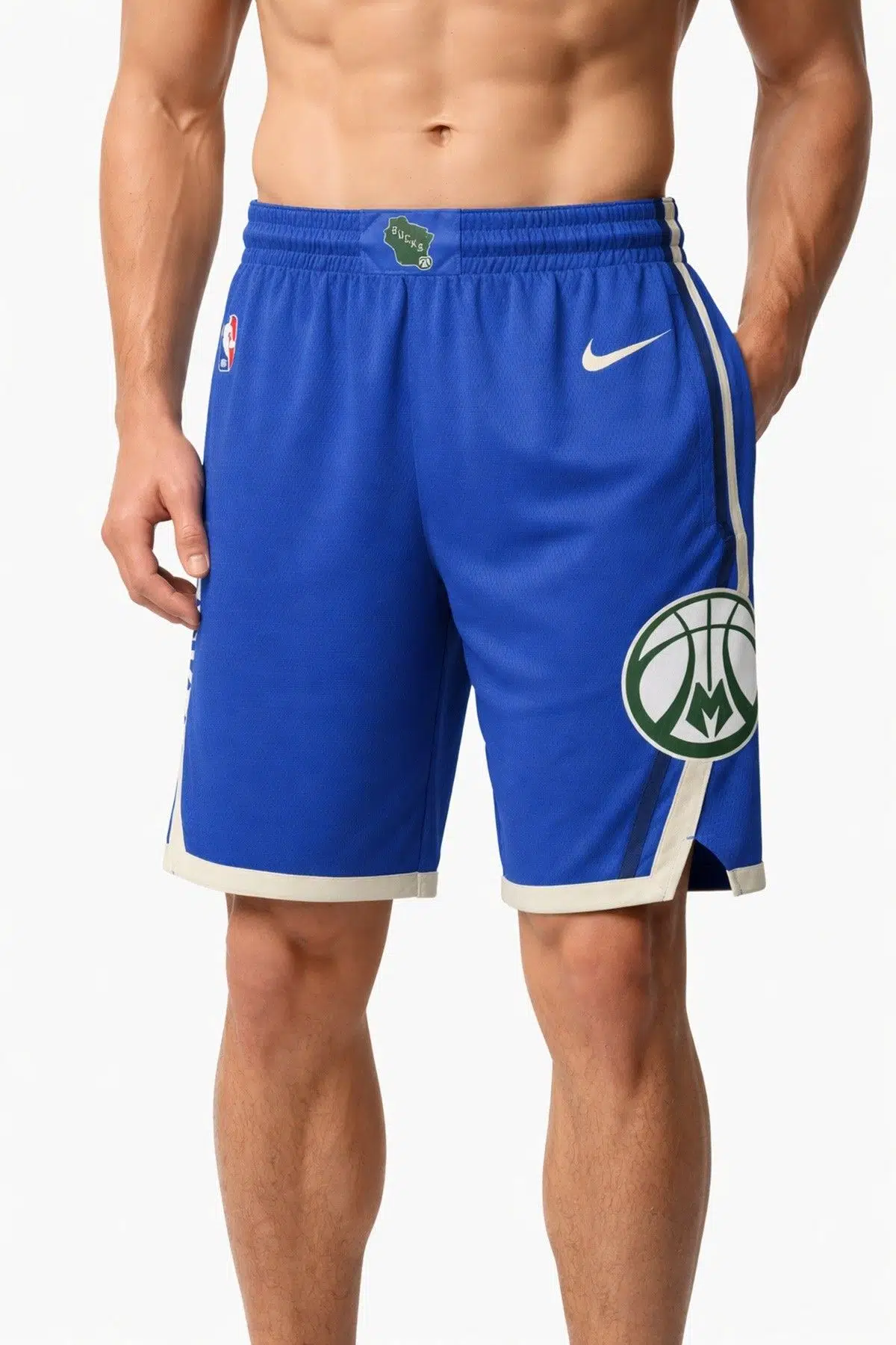 Nike Milwaukee Bucks Dri Fit NBA Basketball Shorts Erkek Basketbol Şort Mavi