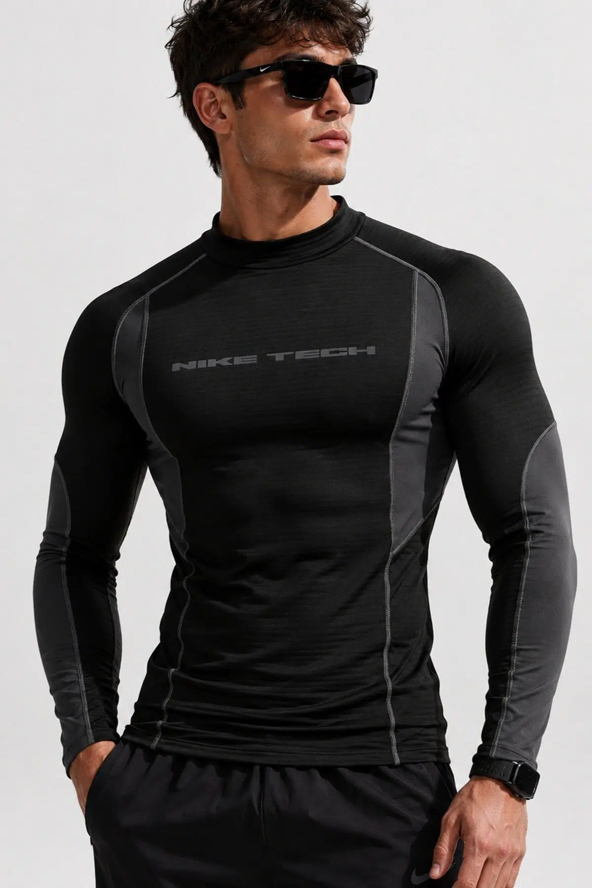 Nike Men's Base Layer Long-Sleeve Top Uzun Kollu Erkek Tişört Siyah