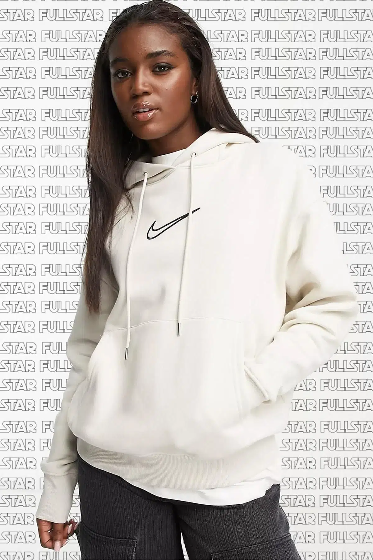 Nike Swoosh Phoenix Oversized Hoodie Oversize Şardonlu Kapüşonlu Sweatshirt Krem