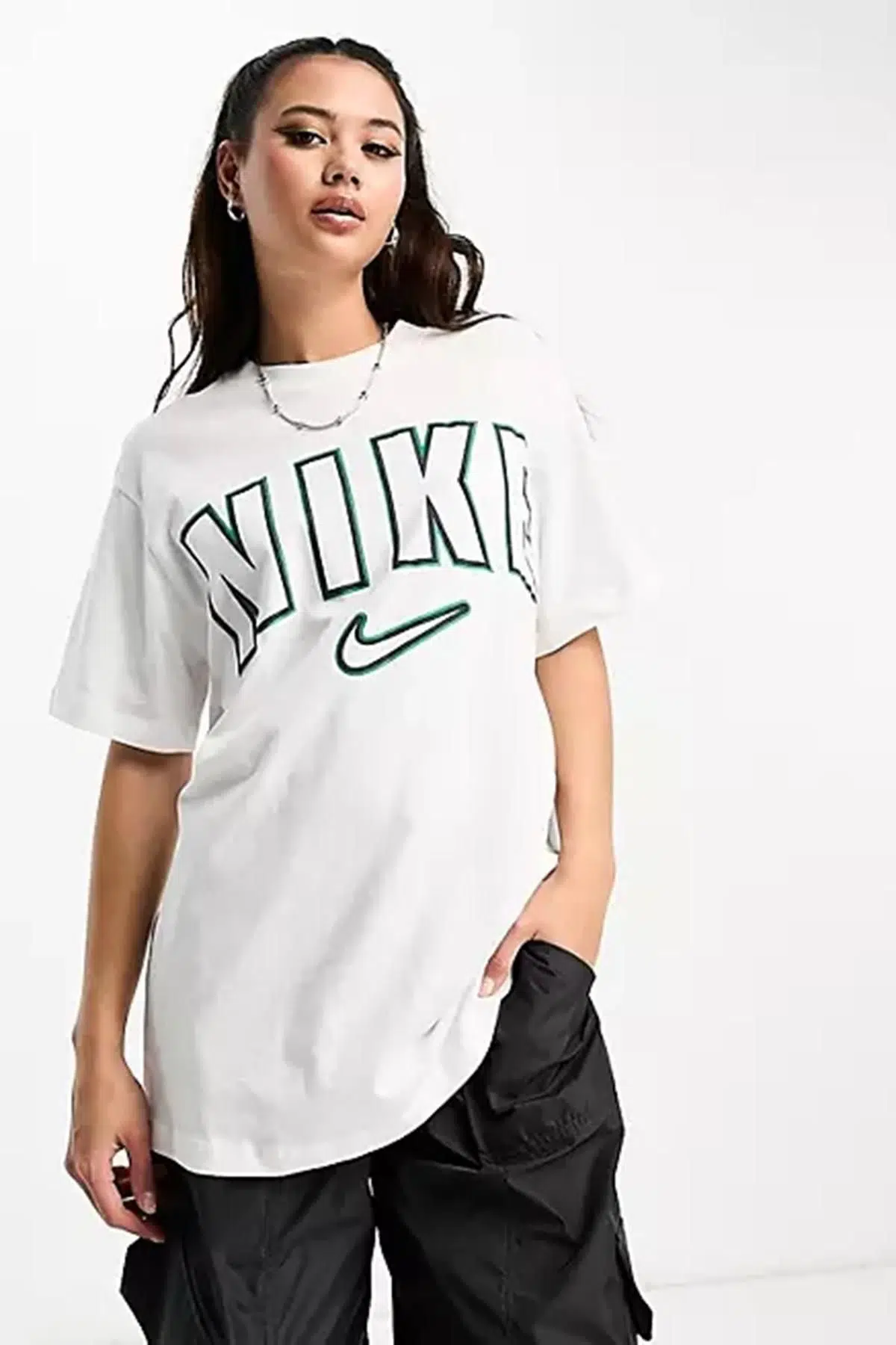 Nike Sportswear Printed Boyfriend Loose Fit Tee Unisex Bol Kesim Unisex Tişört Beyaz