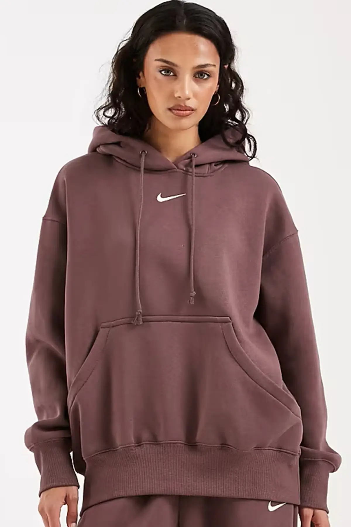 DQ5858-502 Nike Mini Swoosh Oversized Hoodie Purple Hoodie Kapüşonlu Sweatshirt Mor
