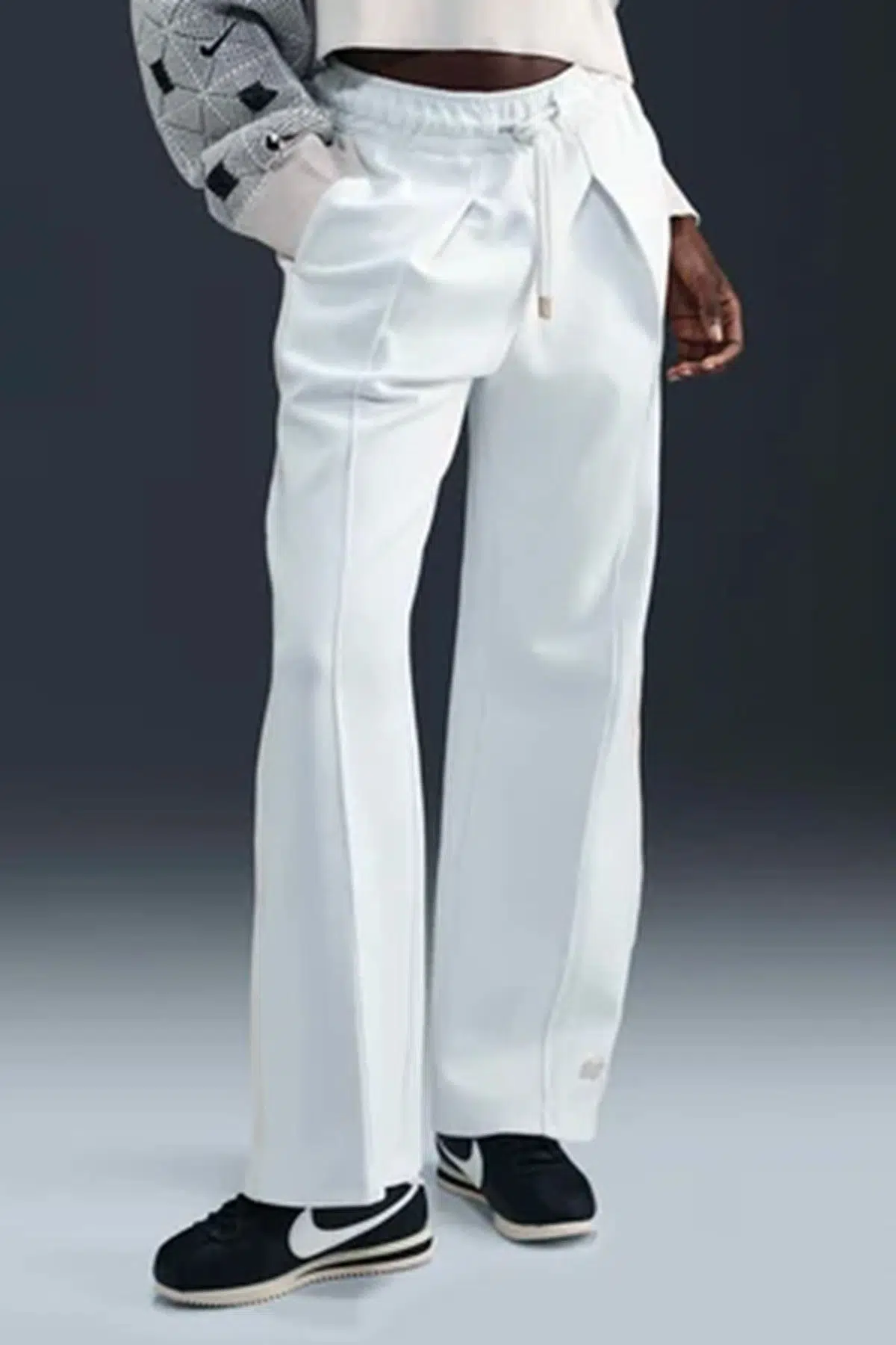 Nike Naomi Osaka High Waisted Loose Knit Trousers Bol Kesim Kadın Eşofman Altı Krem