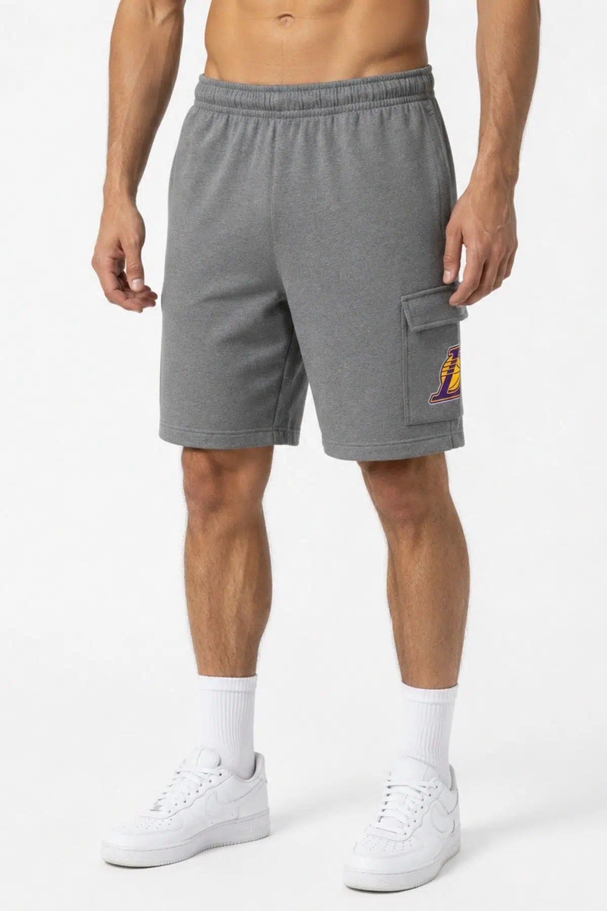 Nike NBA Cargo Shorts Los Angeles Lakers Club Courtside Erkek Pamuklu Kargo Şort Gri