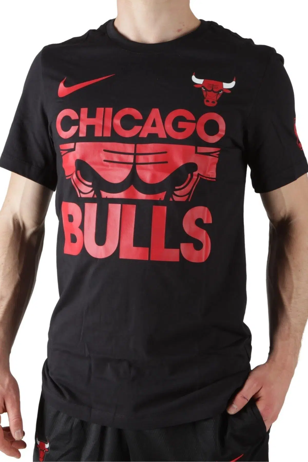 Nike NBA Chicago Bulls Courtside Mens Tee Black Grafik Baskılı Erkek Günlük Tişört Siyah