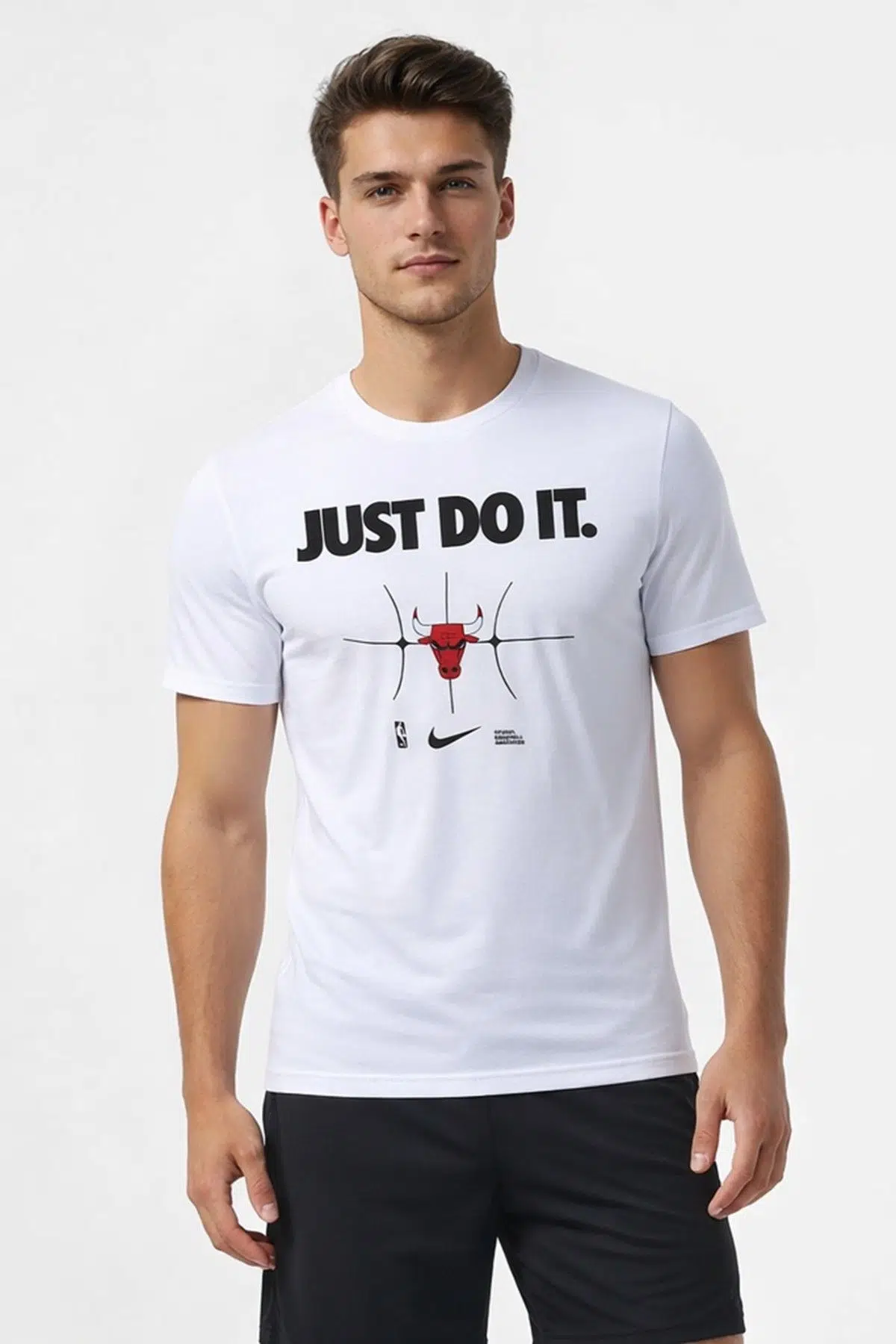 Nike Nba Chicago Bulls mens Sportwear Just Do It Erkek Spor Tişörtü Beyaz