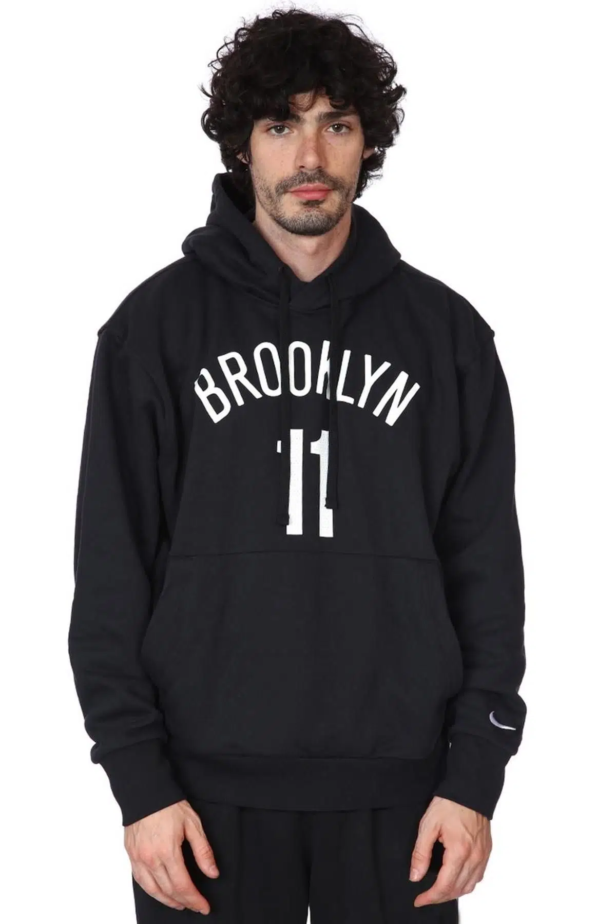Nike NBA Brooklyn 11 Hoodie Erkek Kapüşonlu Bol Kesim Sweatshirt Siyah