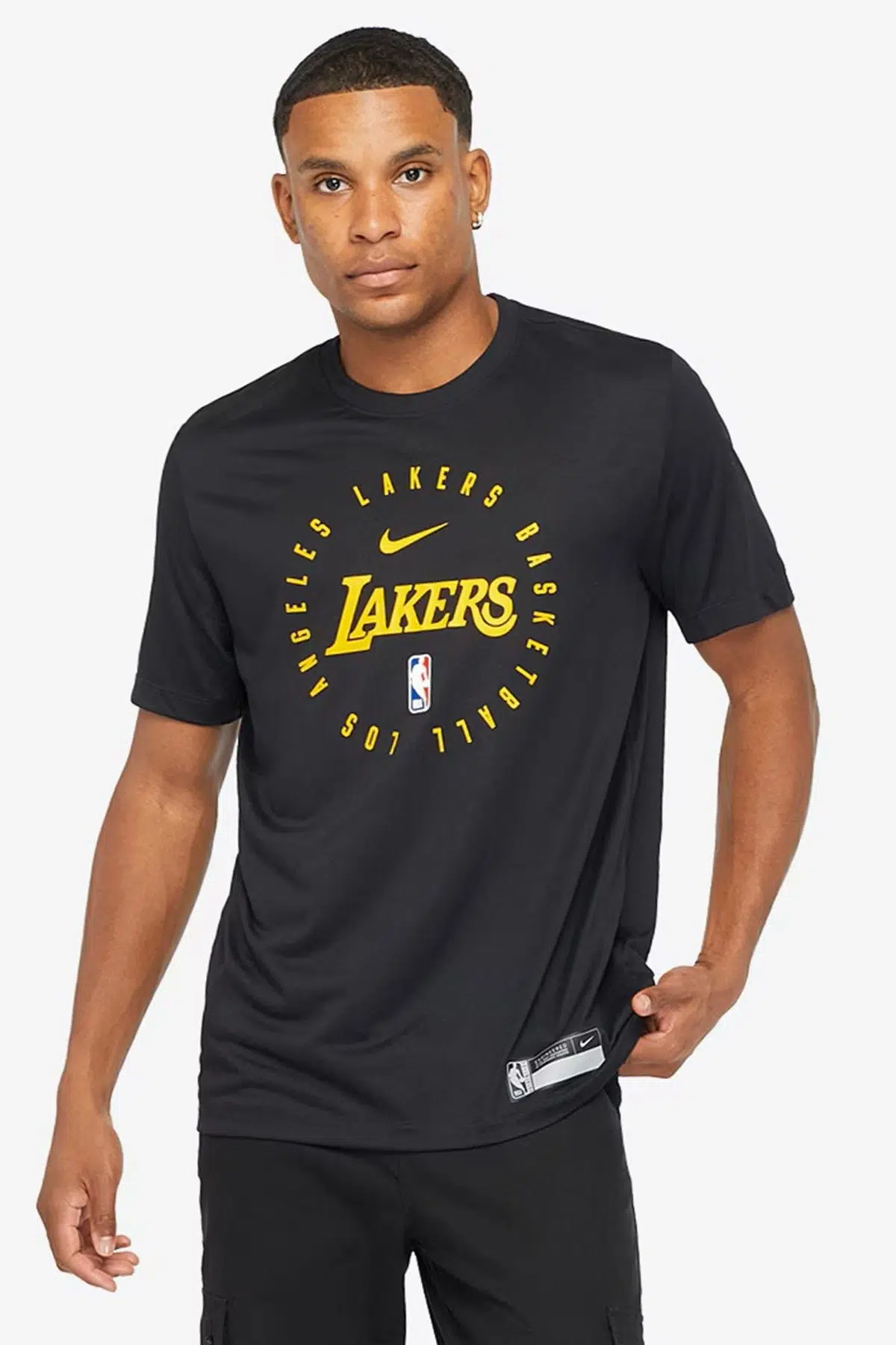 Nike NBA Los Angeles Lakers Legend Practice Tee Black Grafik Baskılı Erkek Tişört Siyah