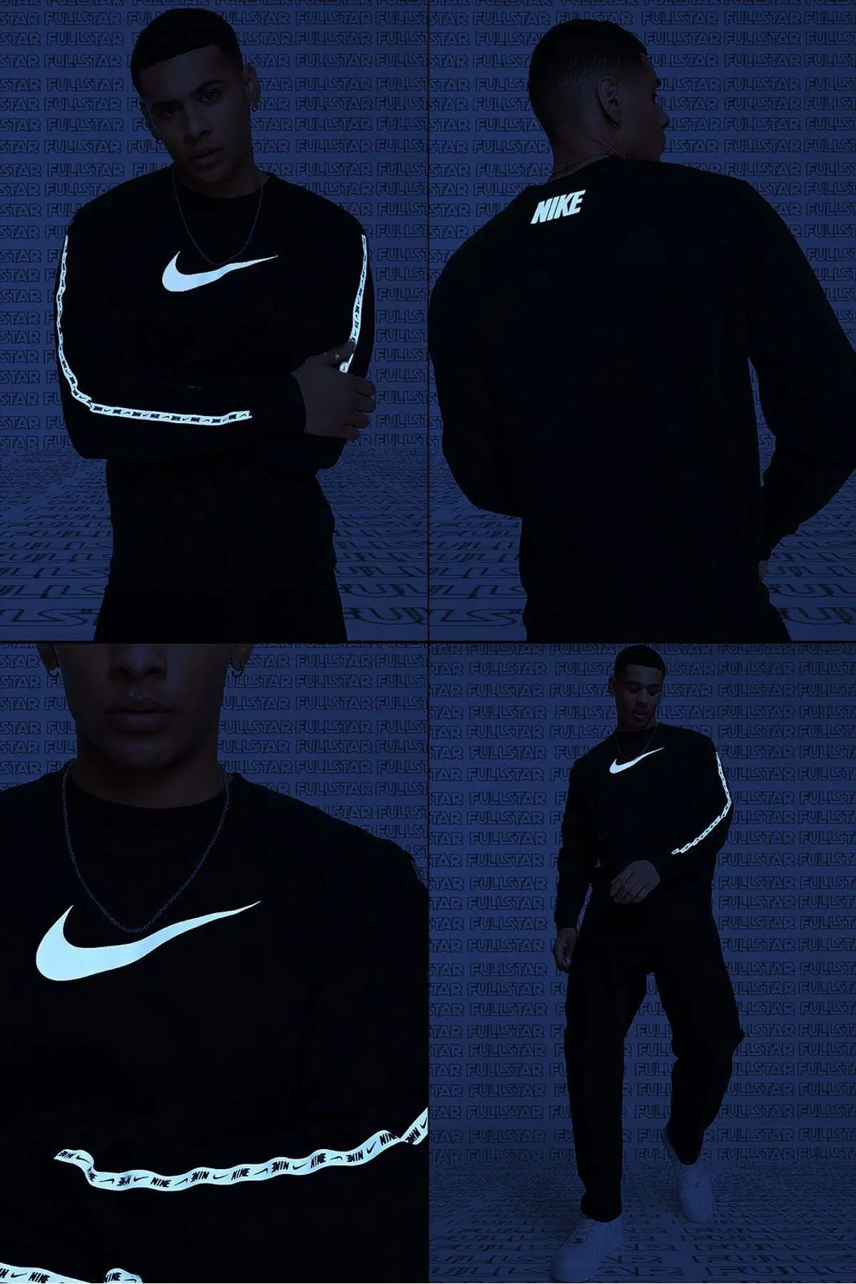 Nike Repeat Crew Unisex Sweatshirt Reflektörlü Bisiklet Yaka Sweatshirt Siyah