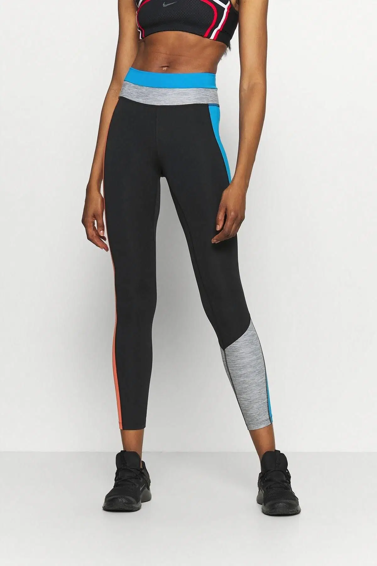 Nike One 7/8 Colour-Block Heathered Gri Kadın Tayt