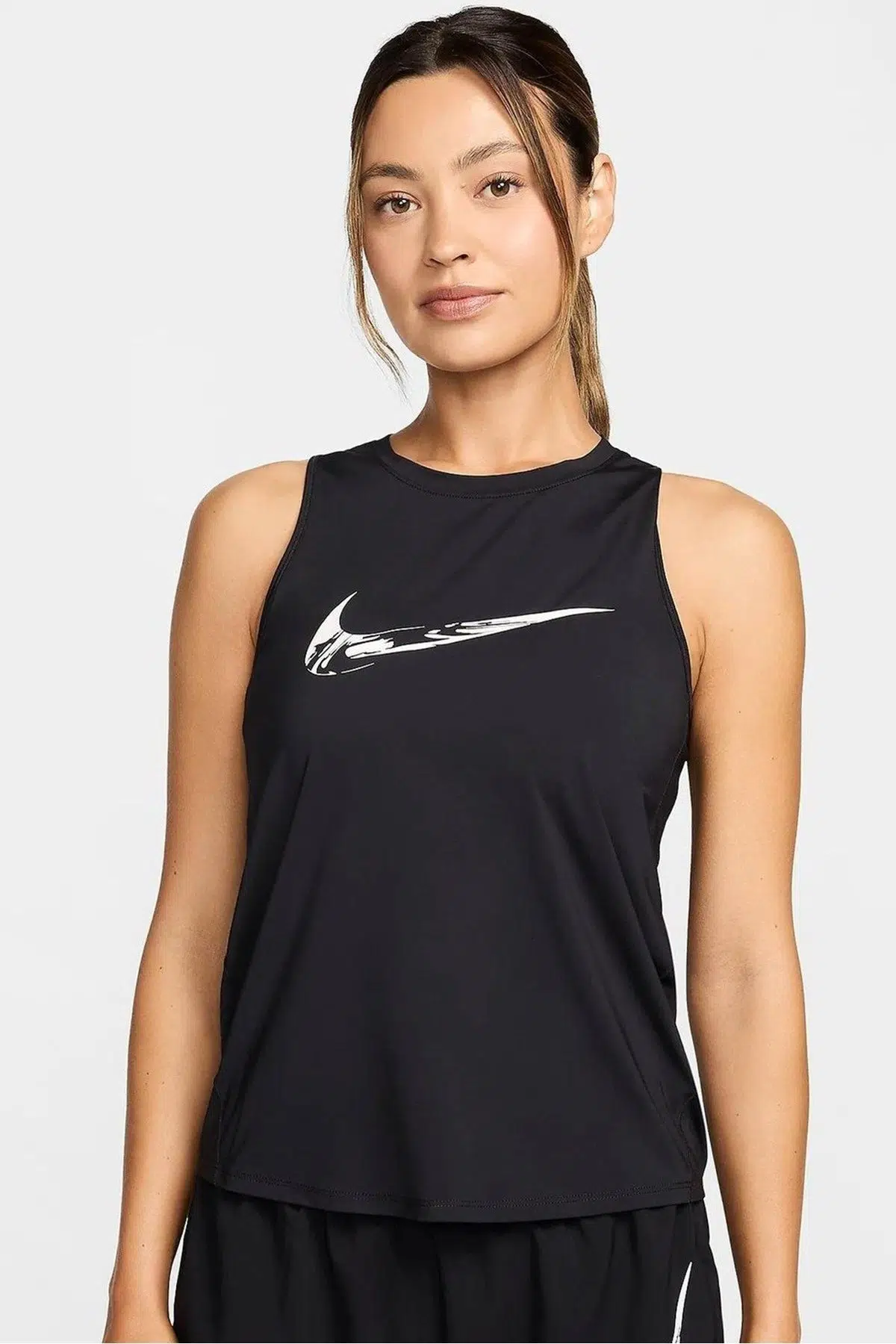 Nike One Dri Fit Graphic Running Tank Top Kadın Antrenman Atleti Siyah