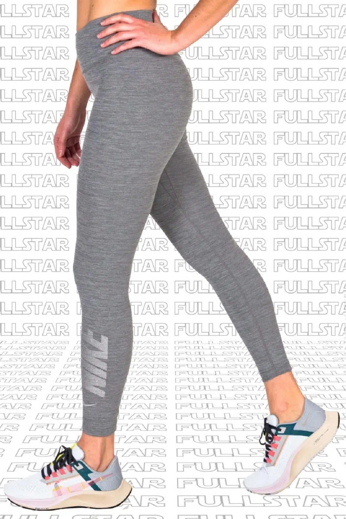 Nike One Diamond Shine 7/8 Leggins 2 Cepli Yapay Elmaslı Toparlayıcı Tayt Gri