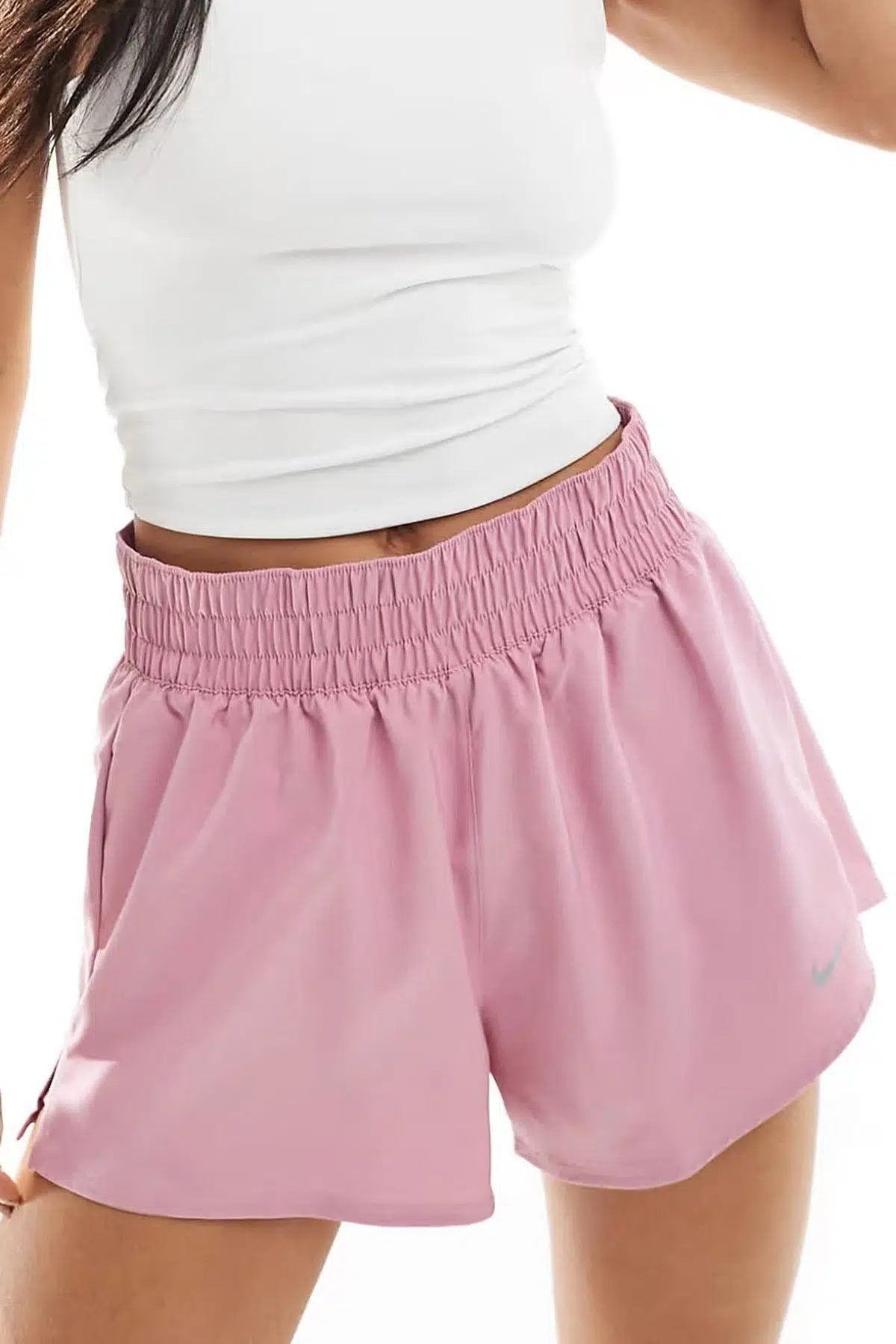 Nike One Dri Fit High Rise 8cm 2 in1 Loose Fit Shorts 2 Kadın Bol Kesim Taytlı Yüksek Bel Antrenman Şortu Pembe