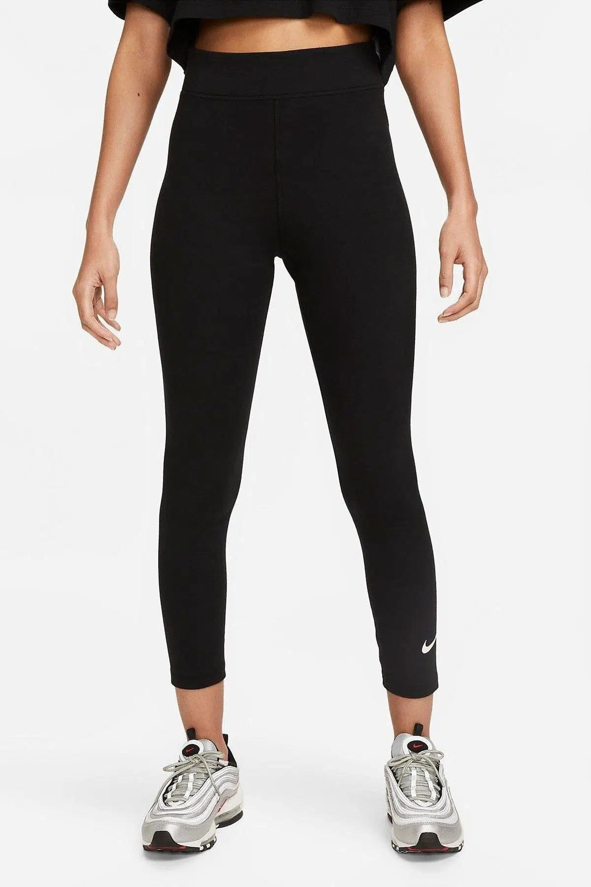 Nike Sportswear Essentials Clasic High Rise 7/8 Length Kadın Pamuklu Yüksek Bel Tayt Siyah
