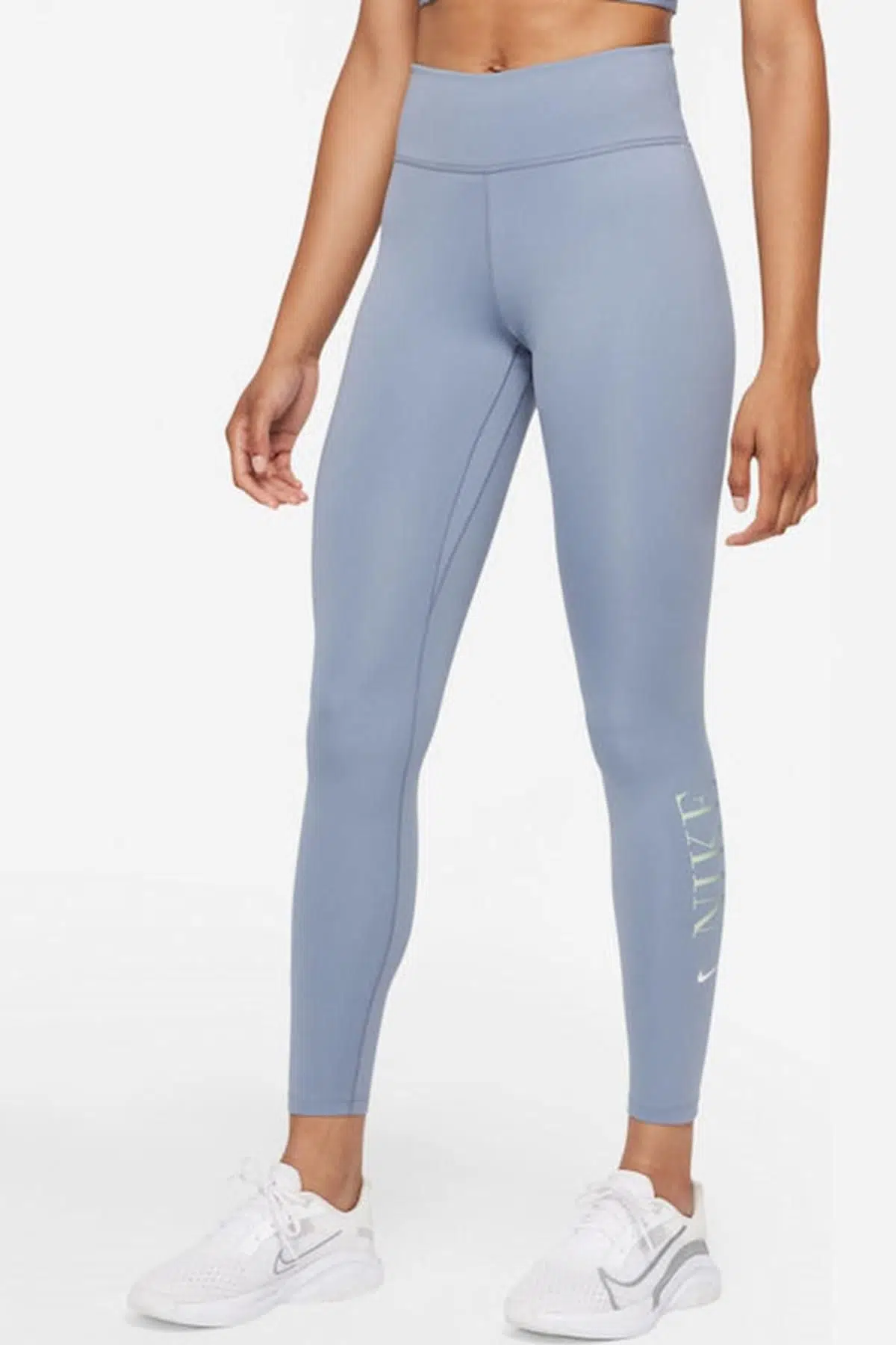 Nike One Dri Fit Mid Rise Nike Graphic 7/8 Toparlayıcı 2 Cepli Mavi Tayt