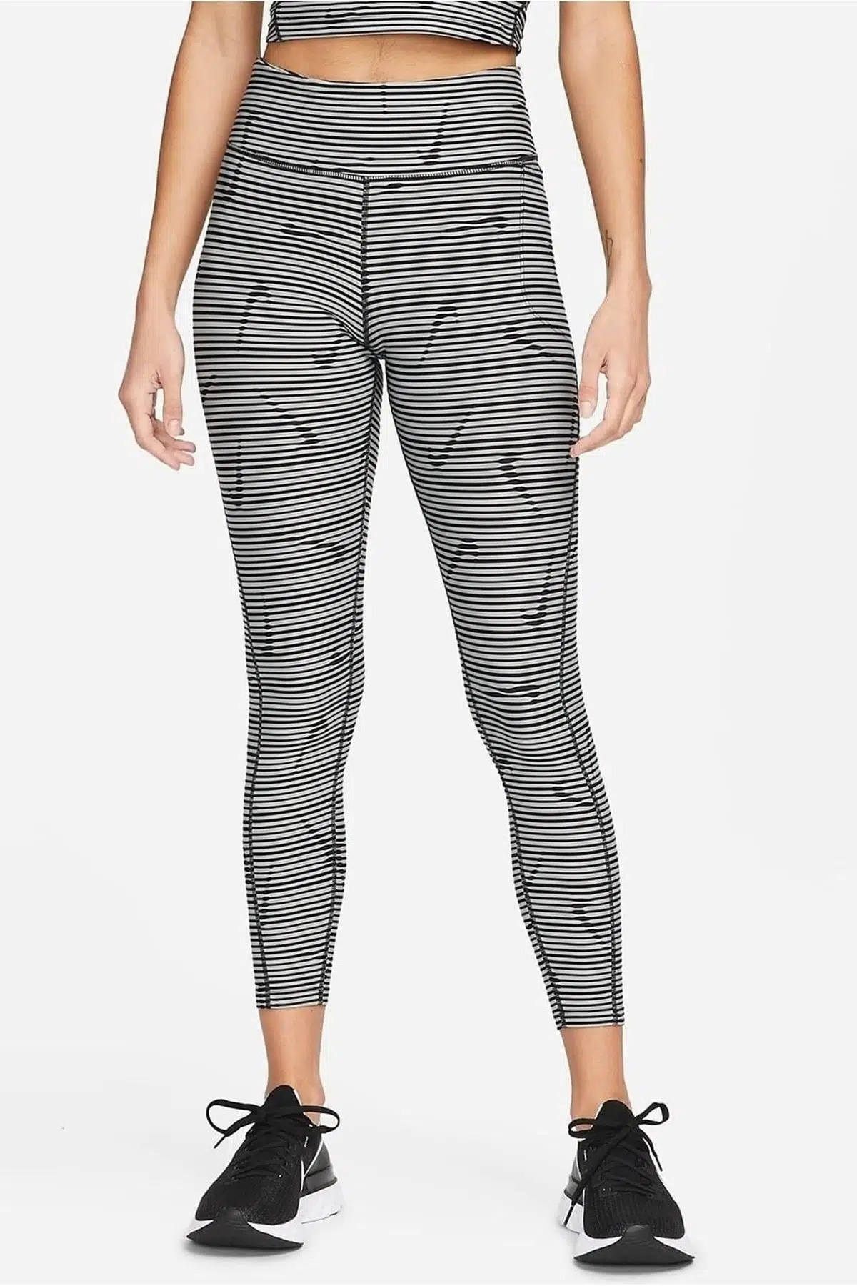Nike Dri-Fit Mid Rise Leggings 7/8 3 Cepli Toparlayıcı Tayt Siyah Gri