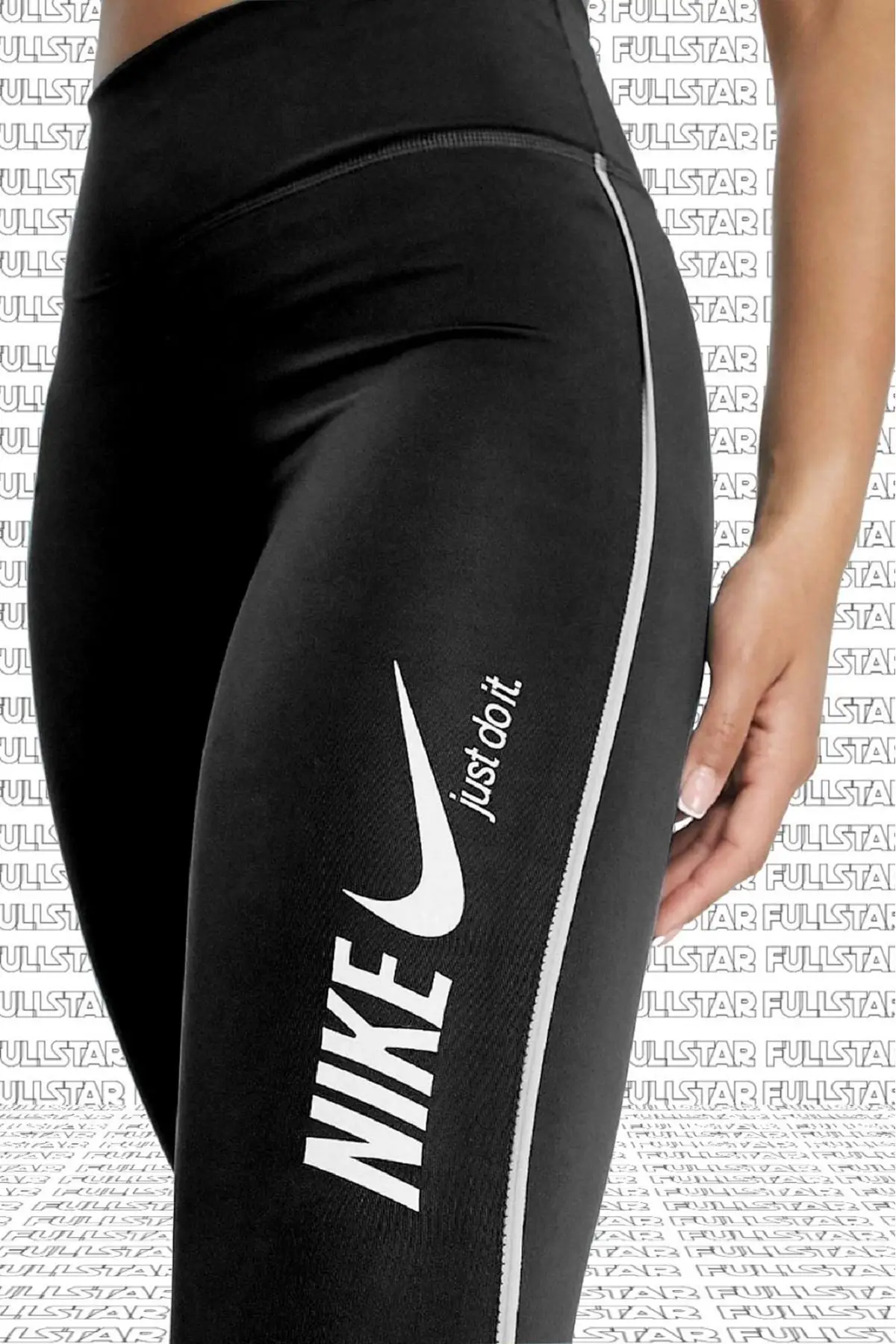 DM7272-010 Nike One Dri Fit Training Printed Black Leggings Toparlayıcı 2 İç Cepli Siyah Tayt