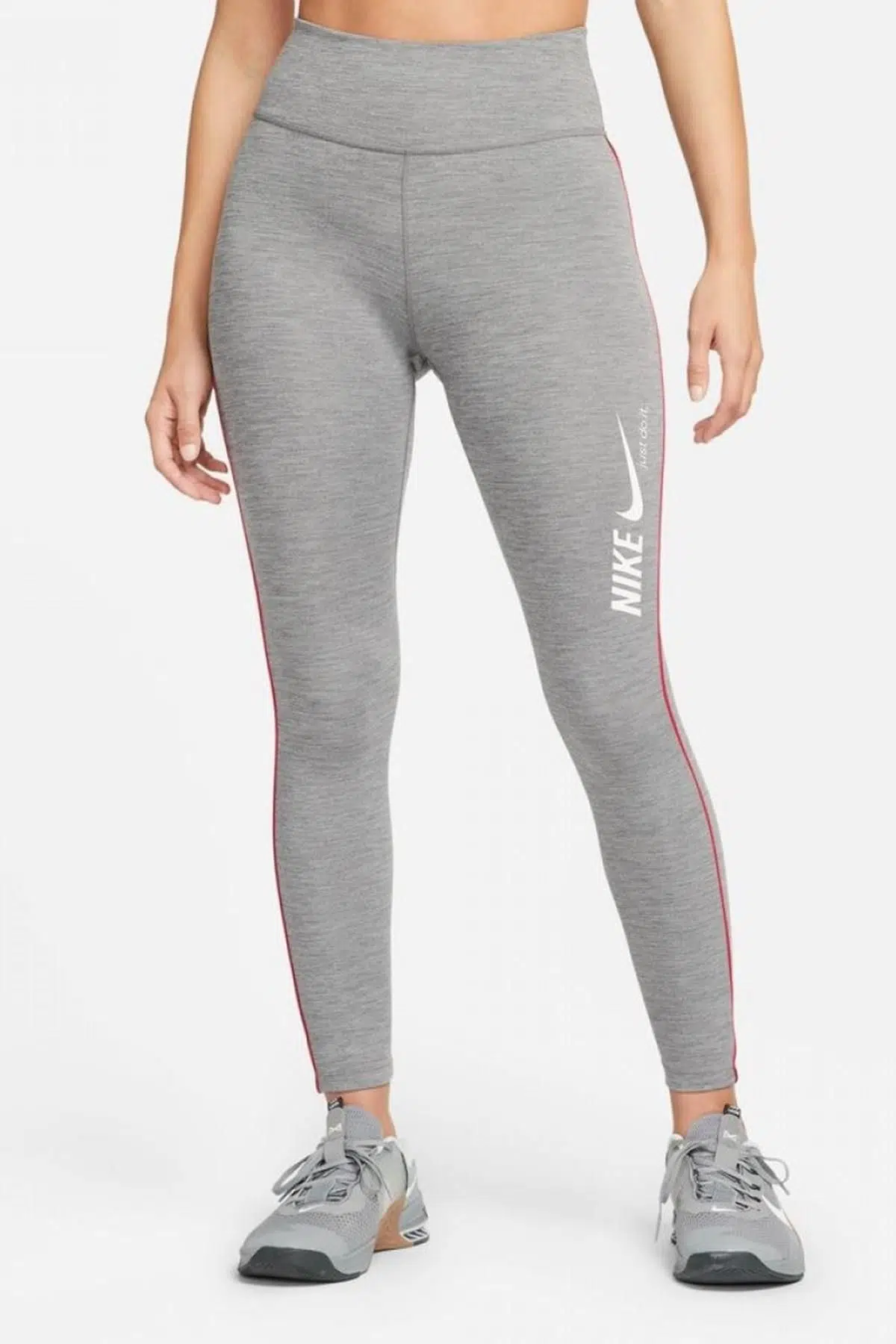 Nike One Dri Fit Training Printed Grey Leggings Toparlayıcı 2 İç Cepli Gri Tayt