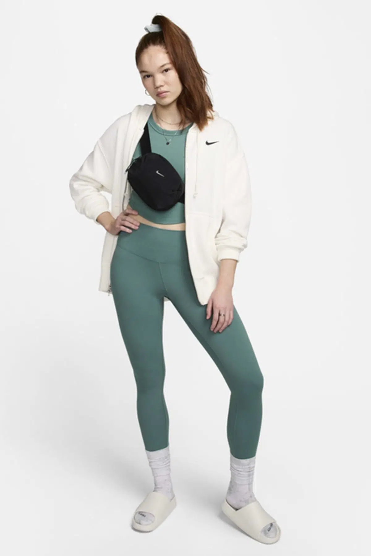 Nike One High Rise Leggings Full Length 2 Cepli Yüksek Belli Toparlayıcı Tayt Yeşil