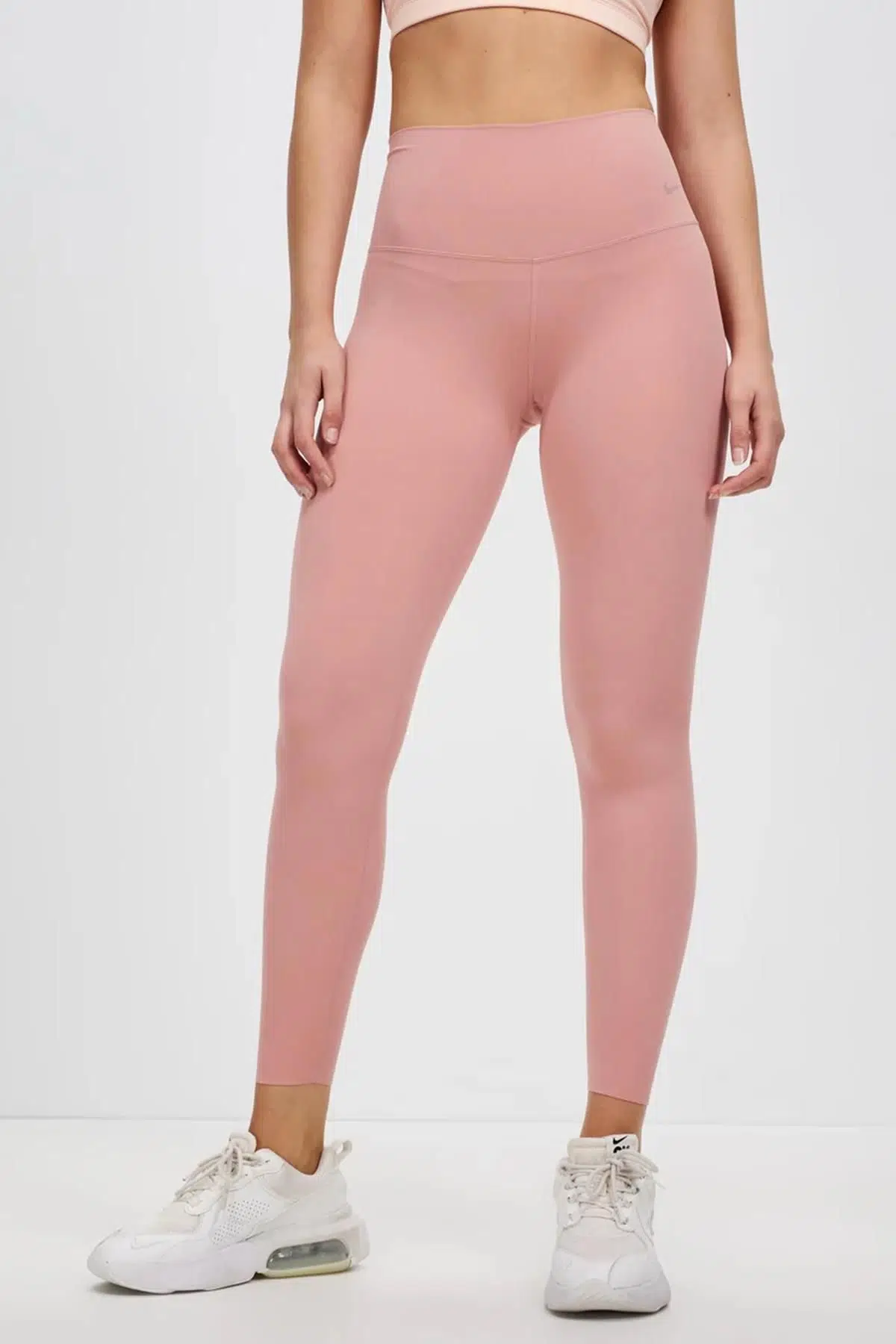 Nike Dri Fit Zenvy Gentle Support High Waisted 7/8 Leggings Kadın Yüksek Bel İç Cepli Spor Tayt Pembe