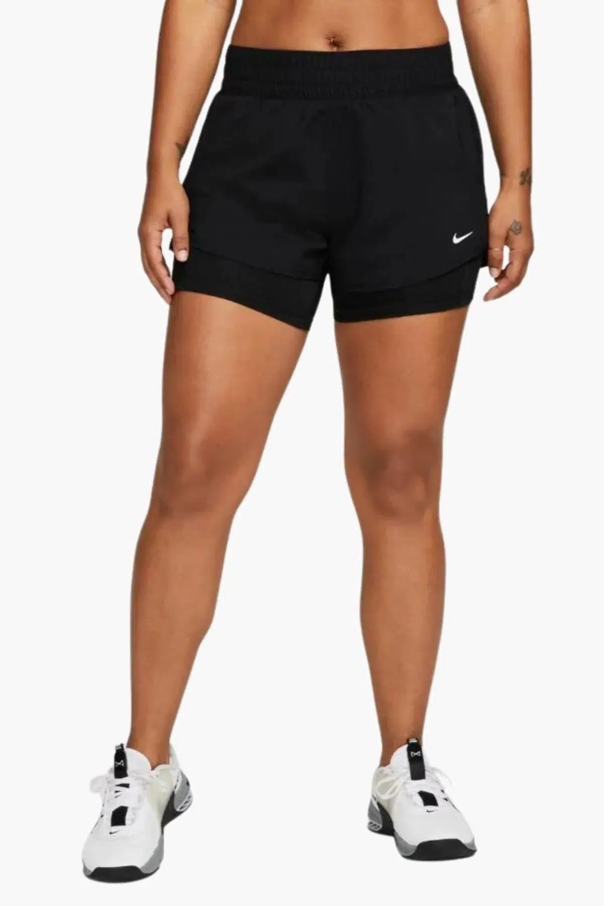 Nike One Training Dri Fit High Rise 3 inch 2 in 1 Short Kadın Yüksek Bel Bol Kesim 3 Cepli Taytlı Şort Siyah