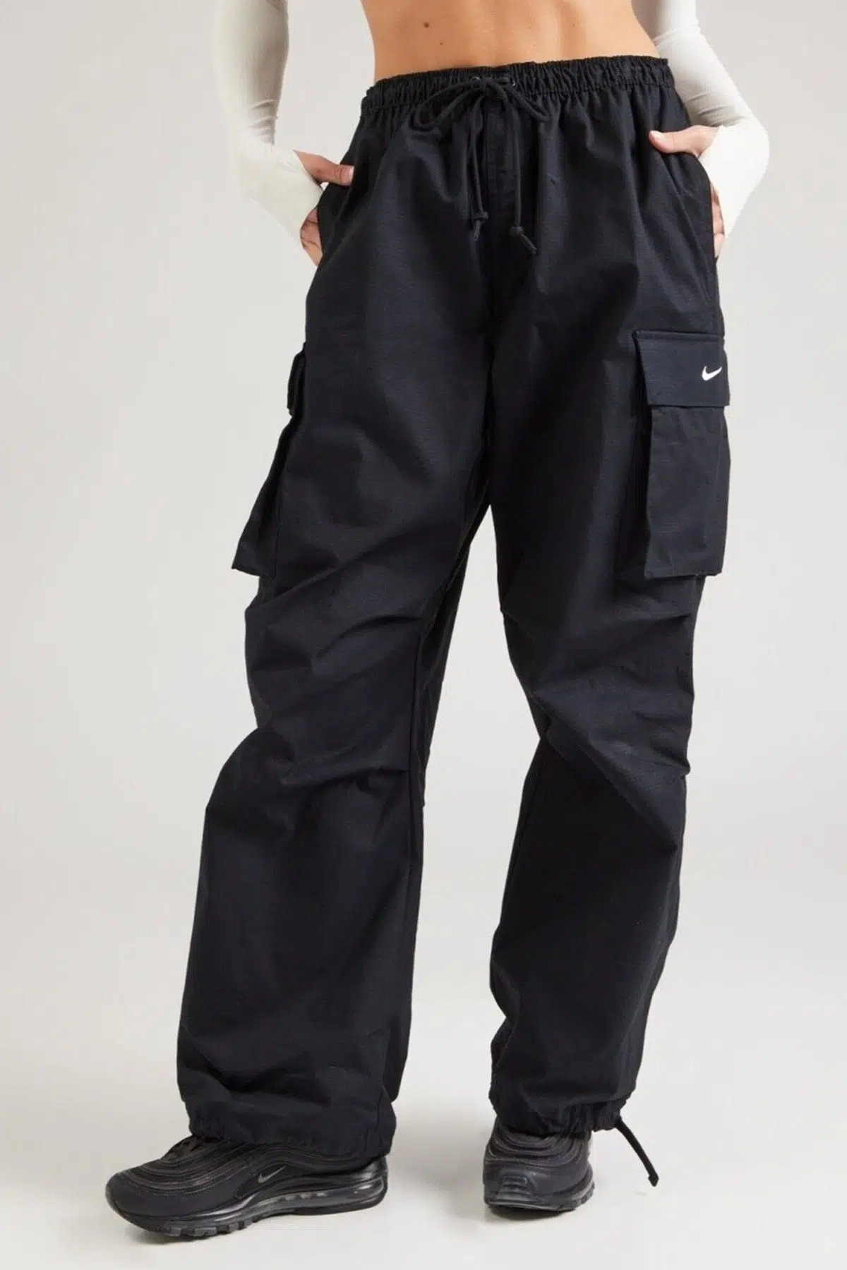 Nike Oversized Cargo Dans Pant Kadın Oversize Kargo Cepli Dokuma Canvas Eşofman Altı Siyah