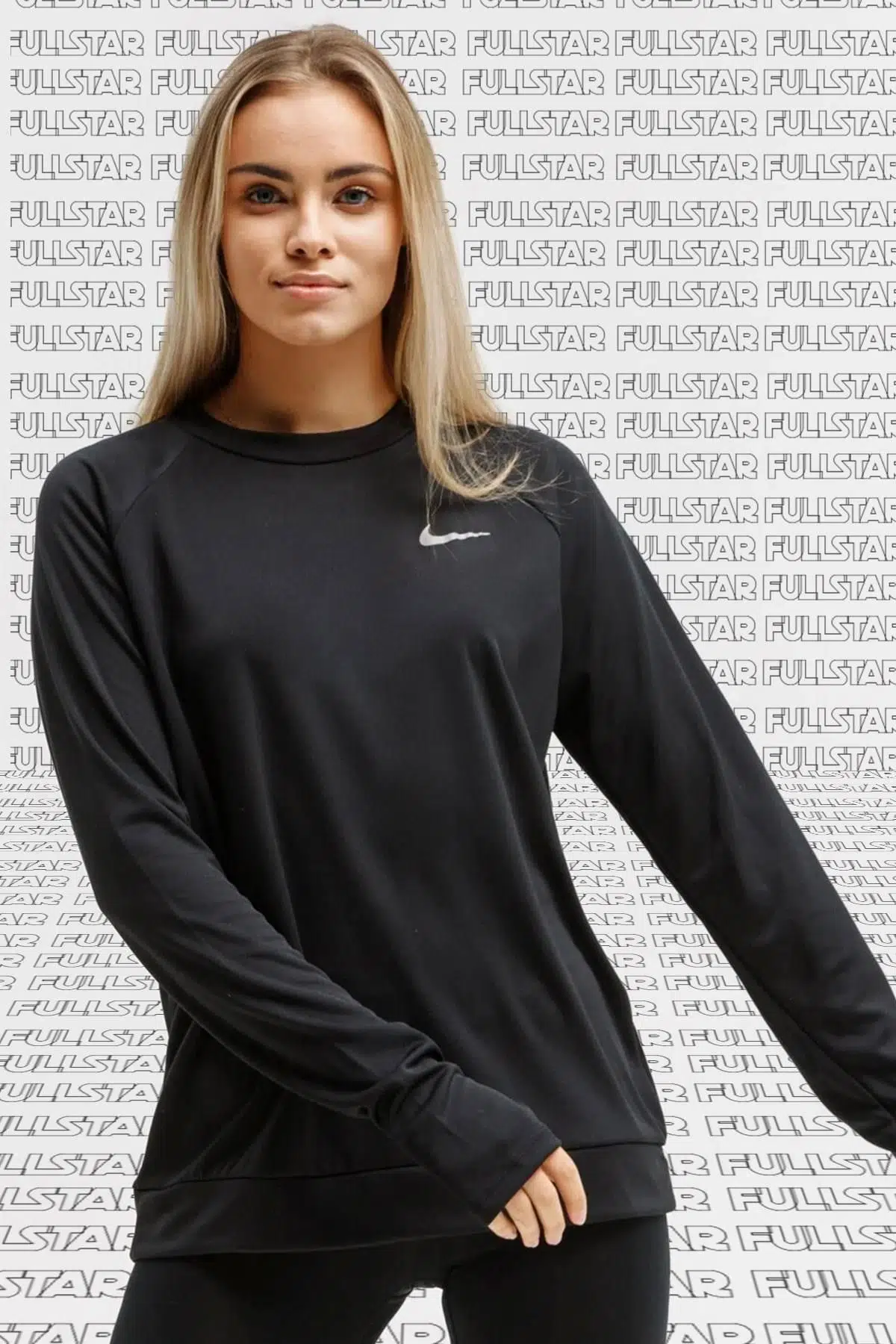 Nike Pacer Women's Running Crew Rahat Kalıp Siyah Koşu Üstü