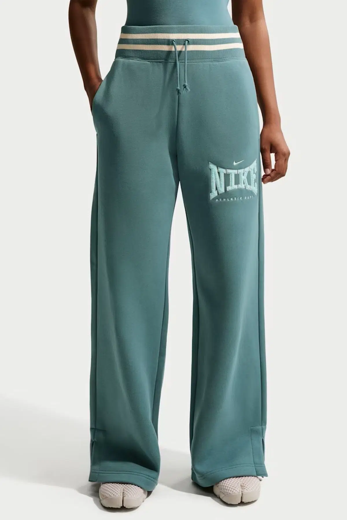 Nike Phoenix Fleece Hr Wd Leg Womens Pant.Yüksek Bel Bol Kesim Geniş Paça Kadın Günlük Eşofman Altı Yeşil