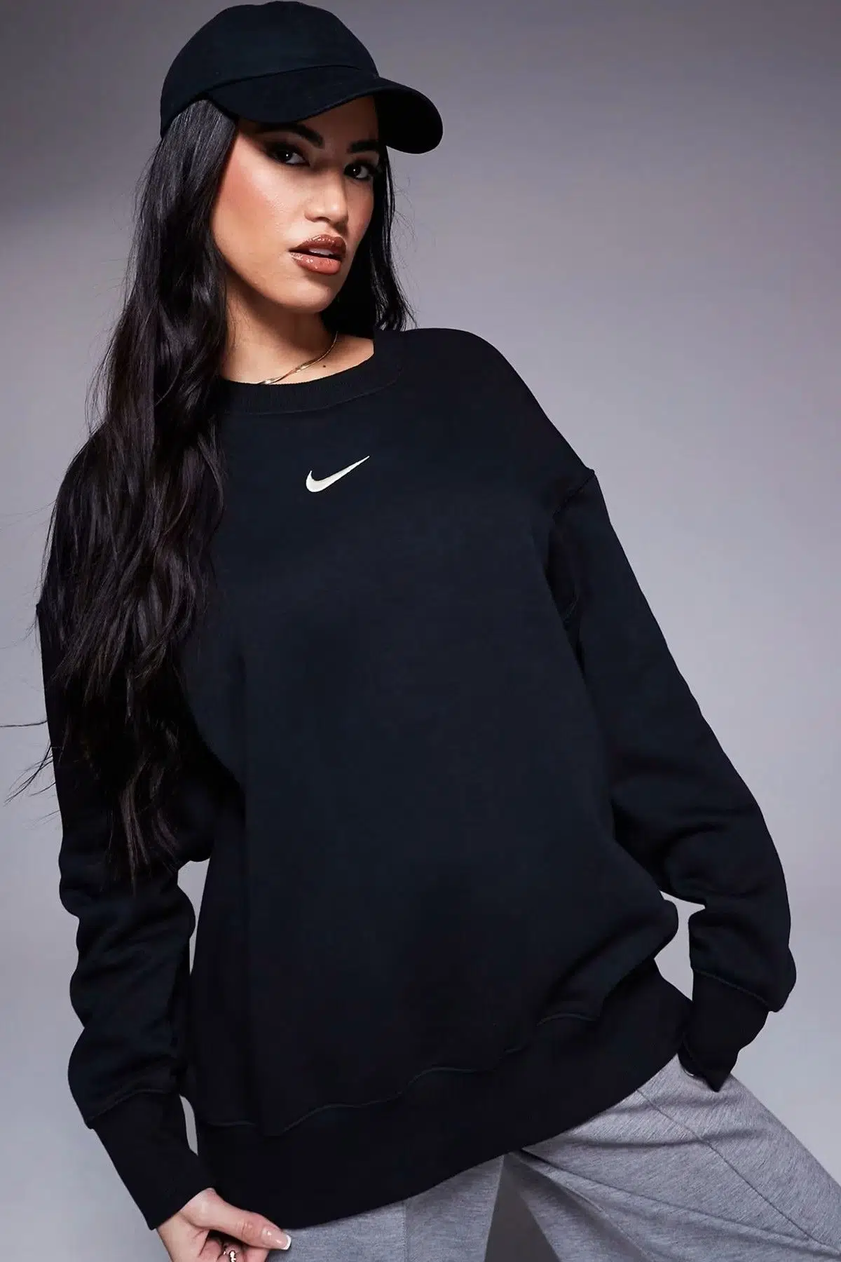 Nike Phoenix Fleece Oversized Polar Sweatshirt Kadın Oversize Polar Sweatshirt Siyah