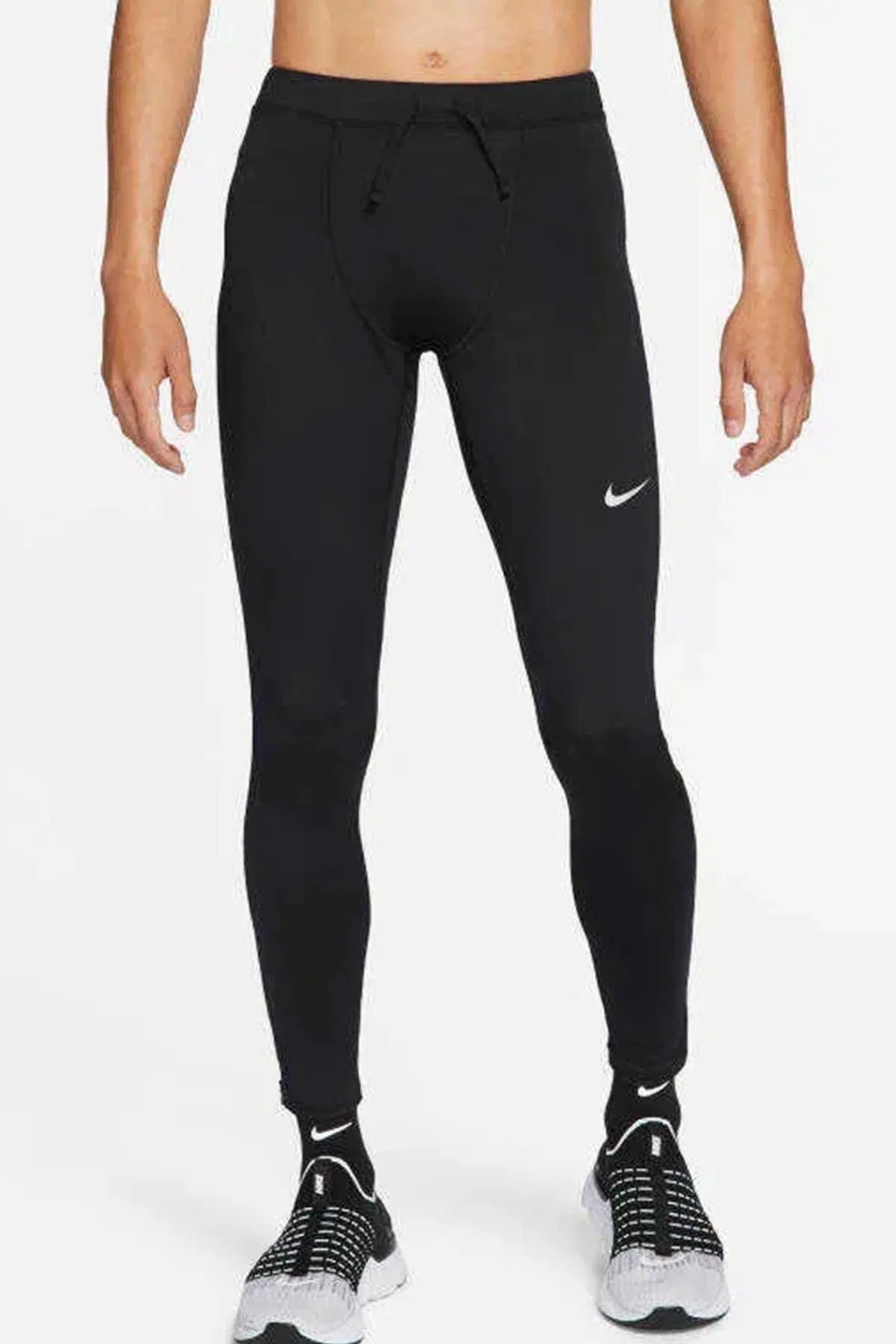 Nike Power Dri-fit Challenger Reflektörlü Tam Buhar Bariyeri Cepli Siyah Erkek Tayt 