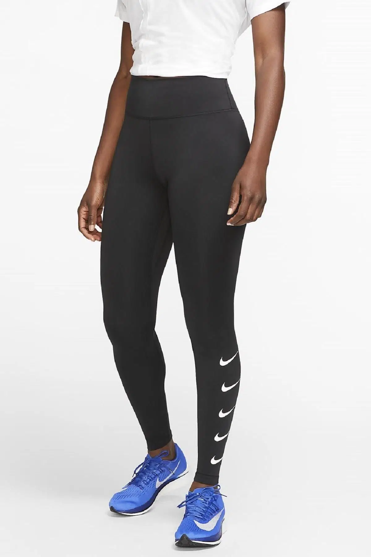 Nike W Swoosh Run Tight Yüksek Belli Siyah Spor Tayt