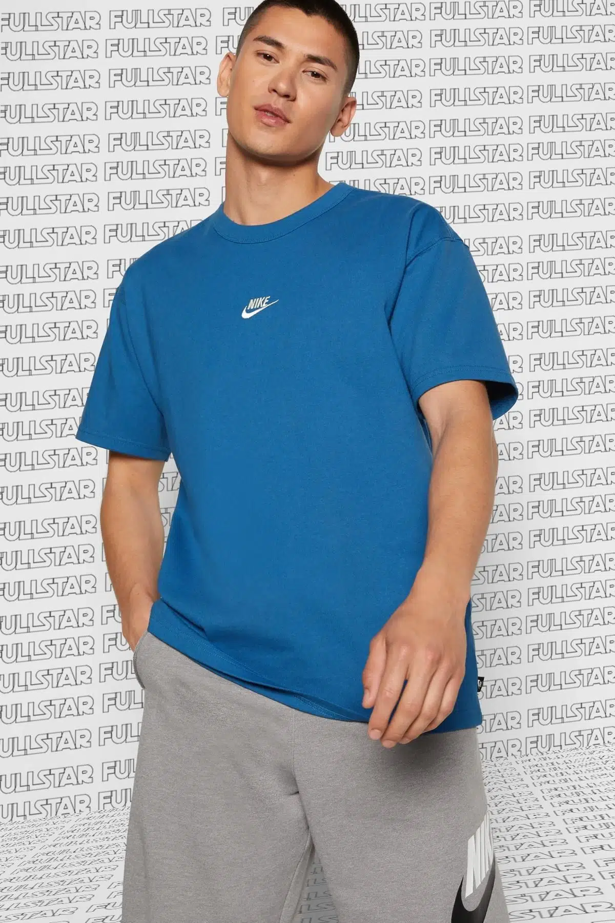 Nike Premium Essential Sust Tee Unisex Loose Fit Bol Kesim Kalın Unisex Tişört Mavi