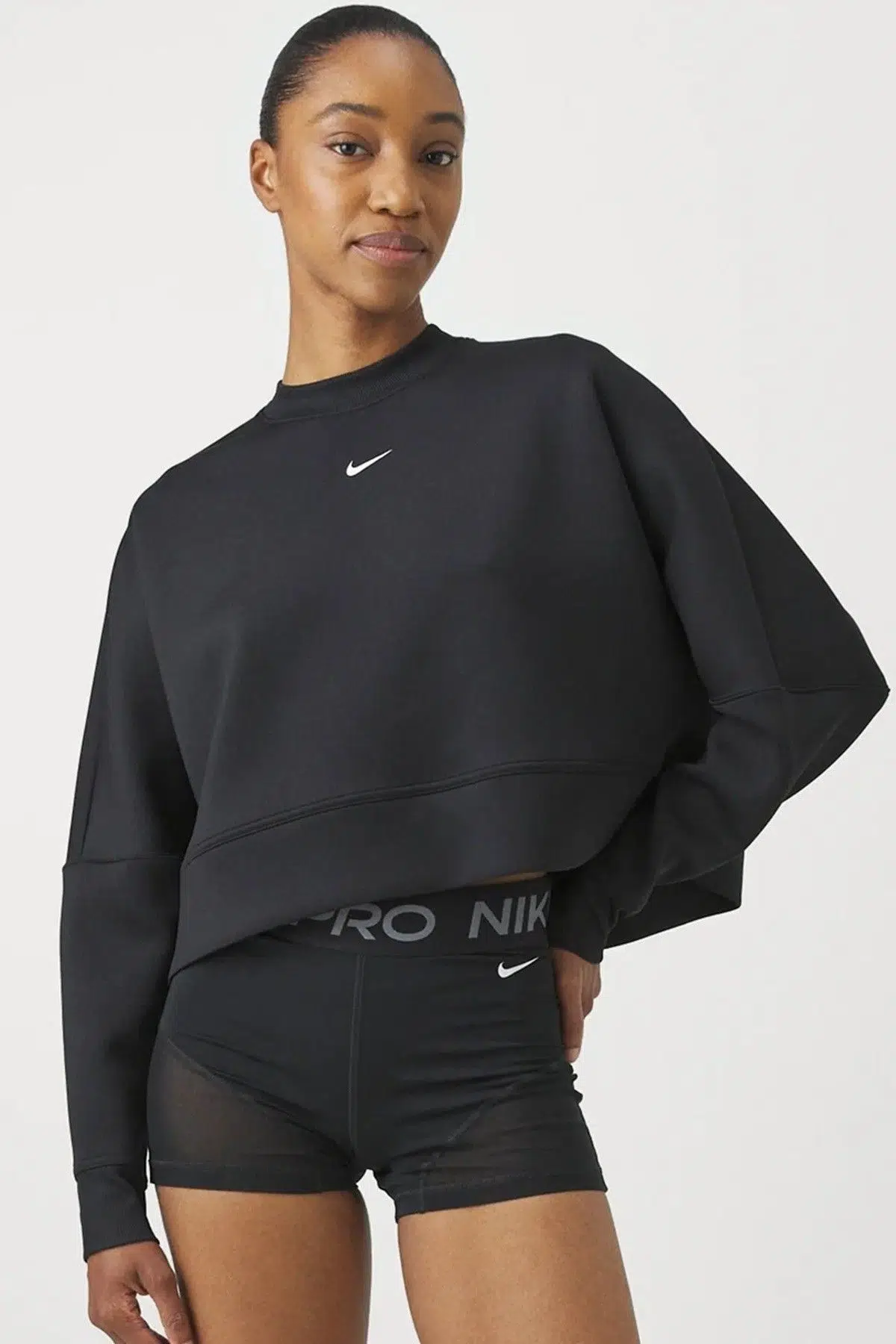 Nike Dri Fit Oversize Crew Neck Crop Sweatshirt Kadın Oversize Crop Sweatshirt Siyah